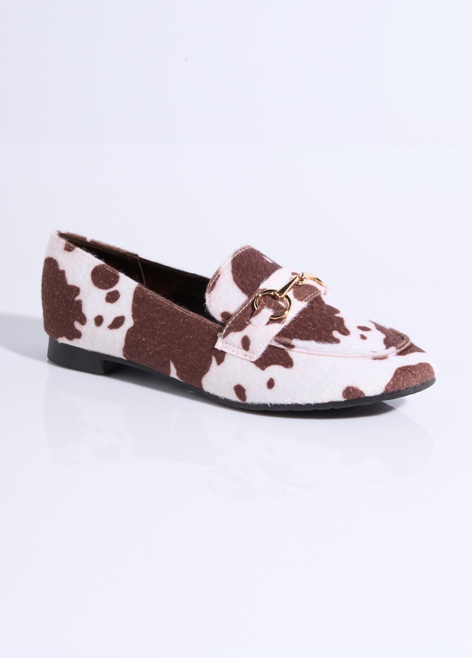 Mocassins chic bout carré, patte métal Femme MARRON BLANC LBS-BNJ9831 FA1