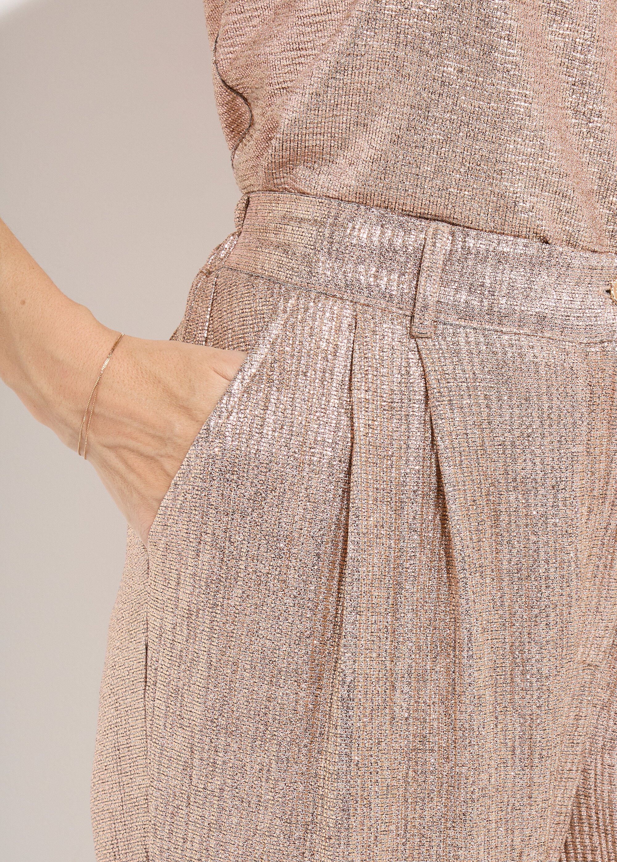 Pantalon large semi élastiqué à pinces Femme Doré NUALA DE1