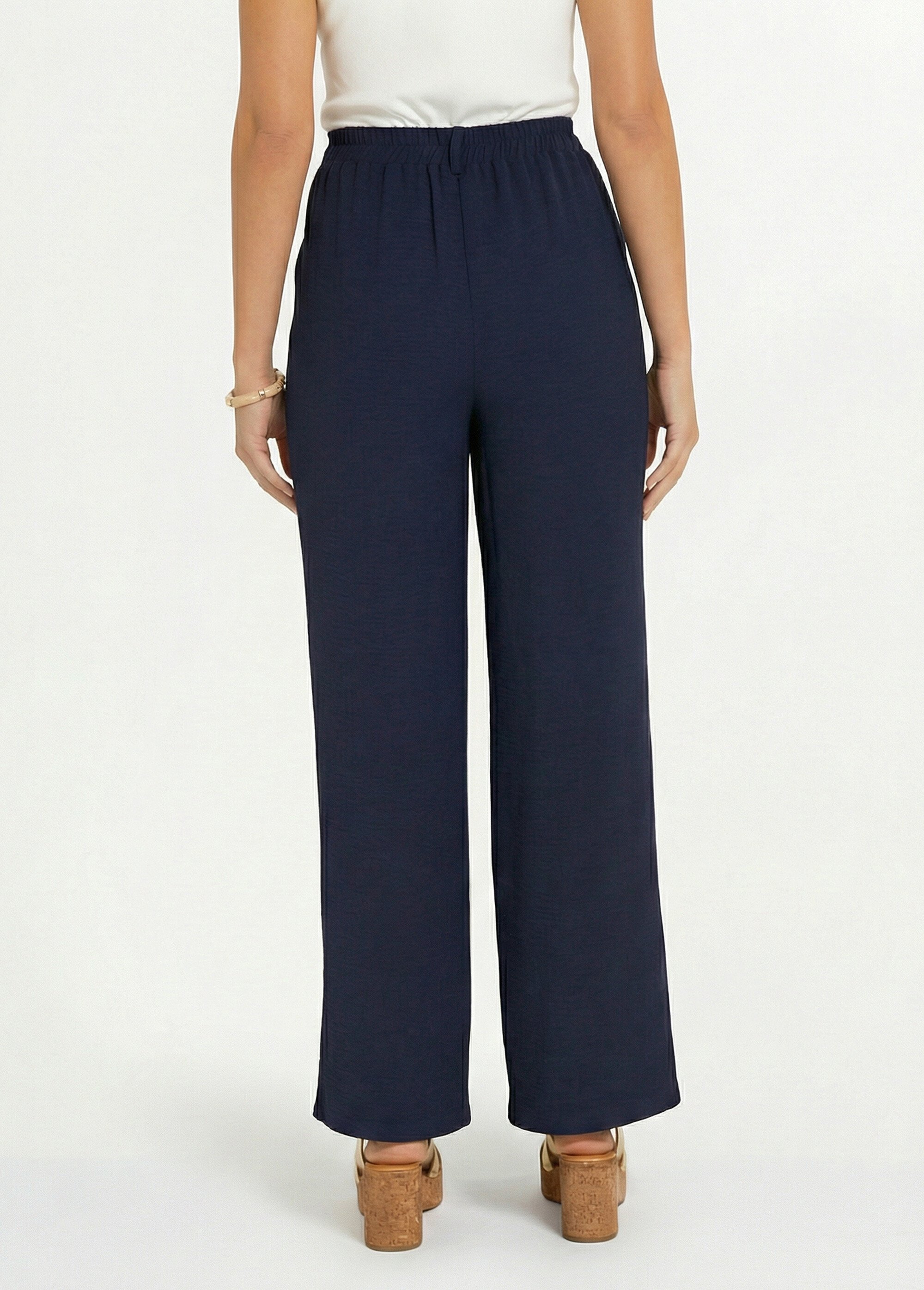 Pantalon large semi élastiqué à pinces