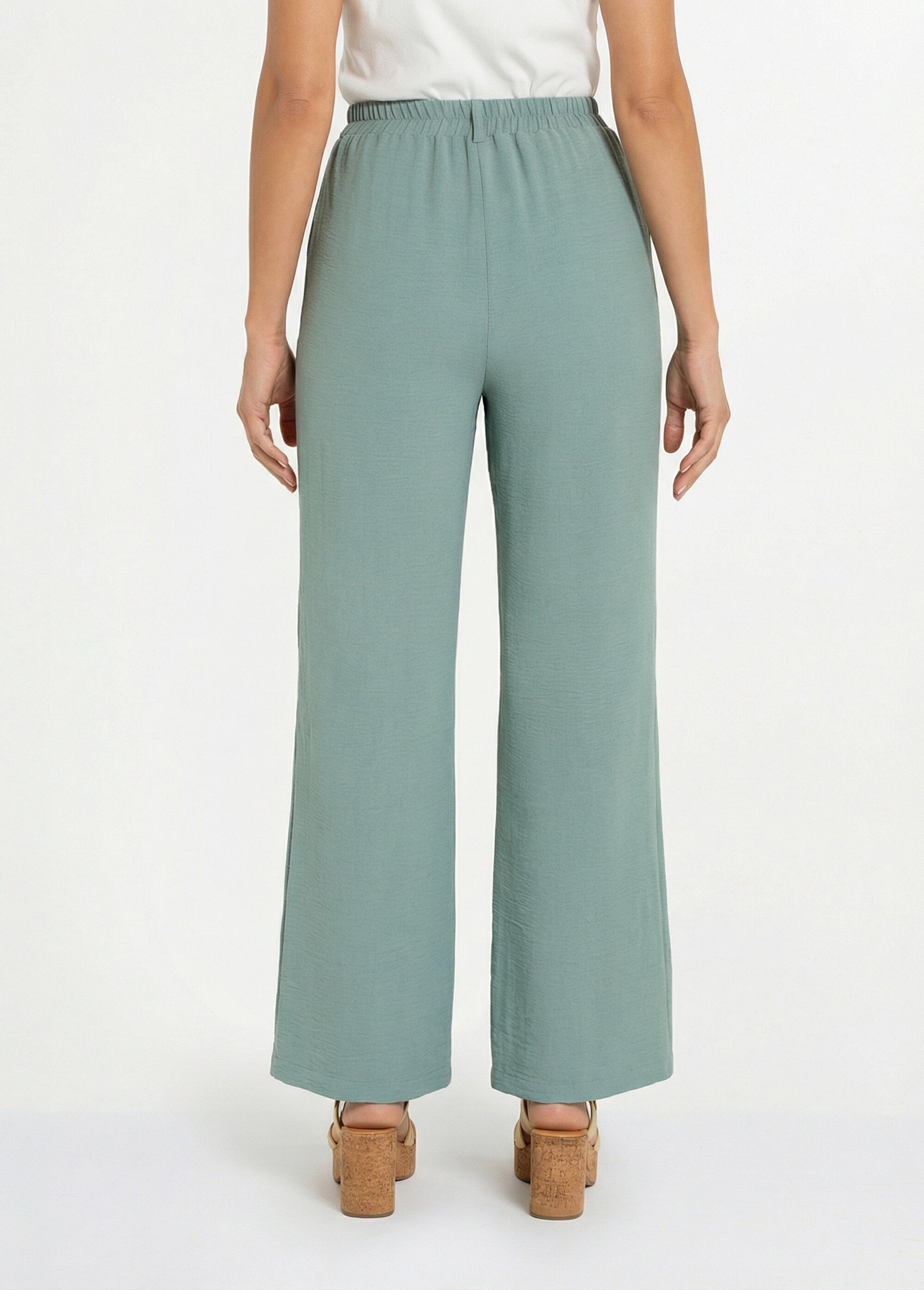 Pantalon large semi élastiqué à pinces