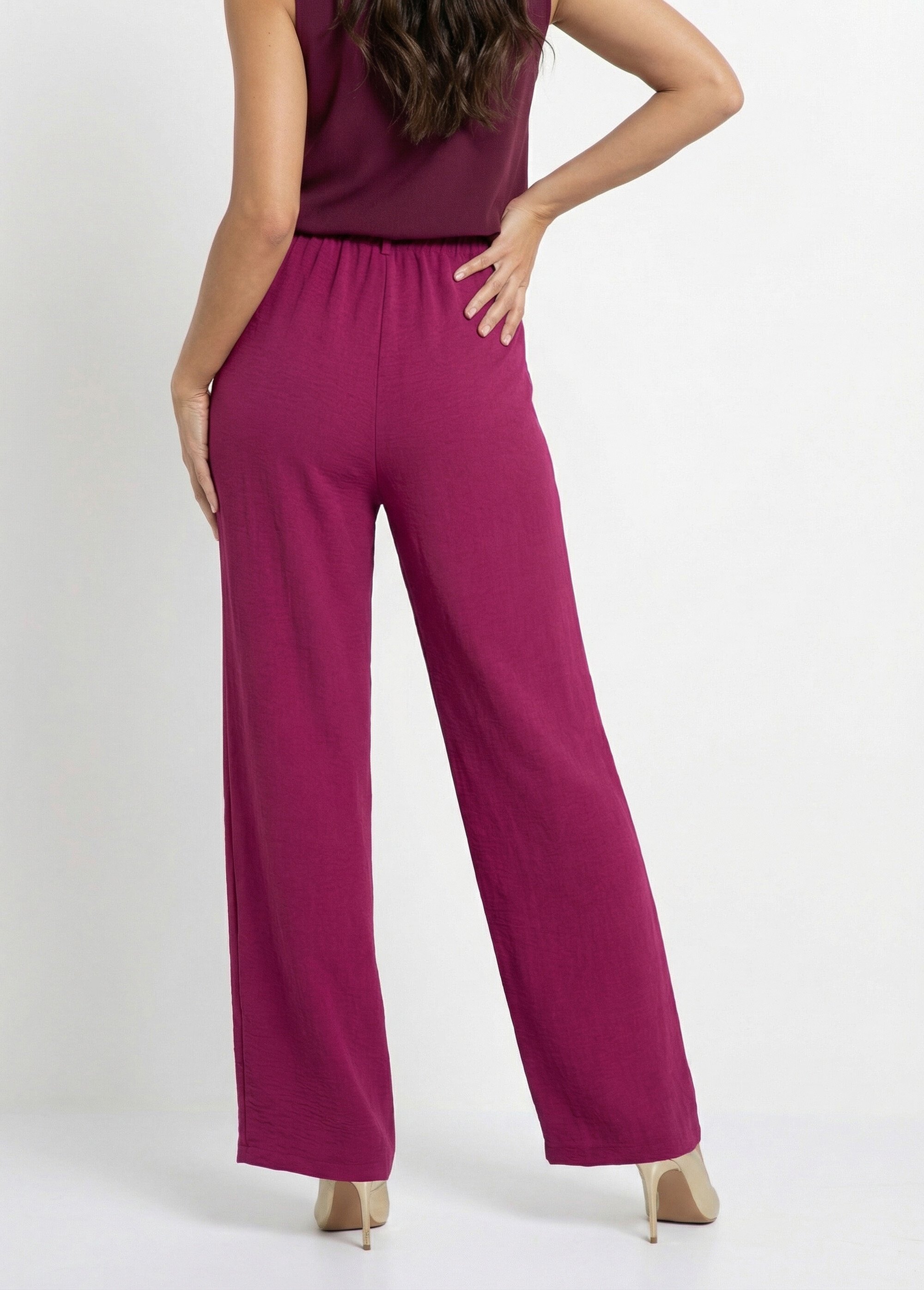 Pantalon large semi élastiqué à pinces