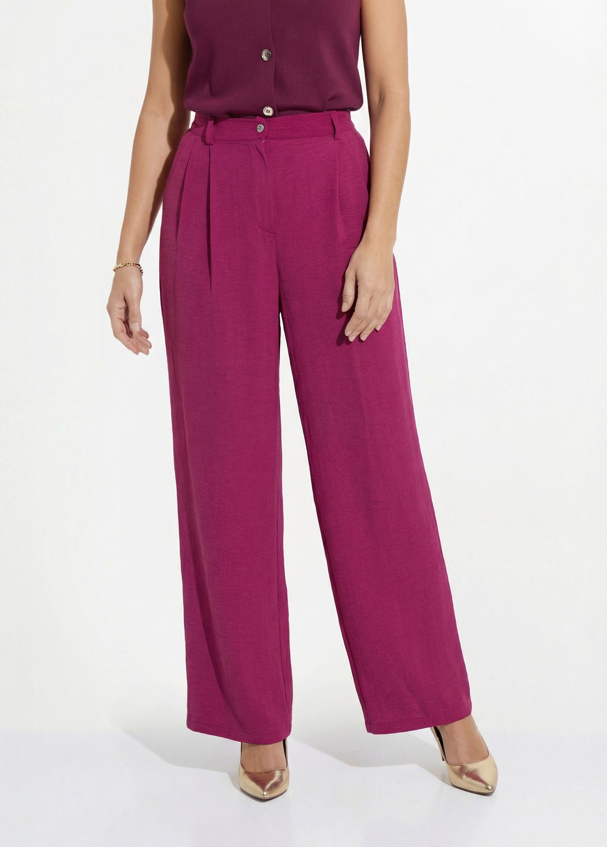 Pantalon large semi élastiqué à pinces Femme Violet NUALA FA1