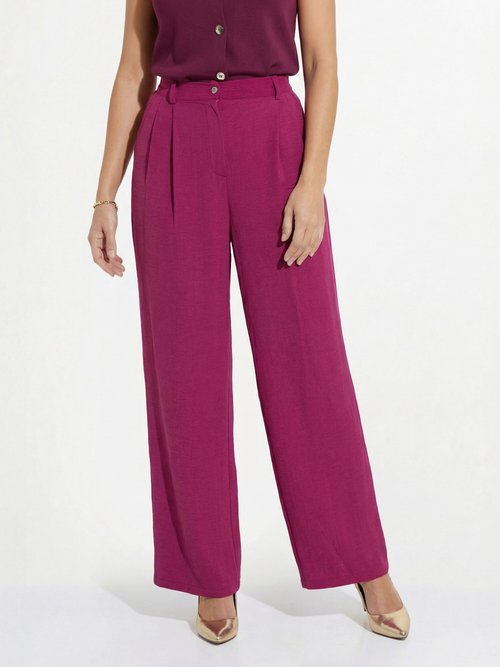 Pantalon large semi élastiqué à pinces Femme Violet NUALA FA1