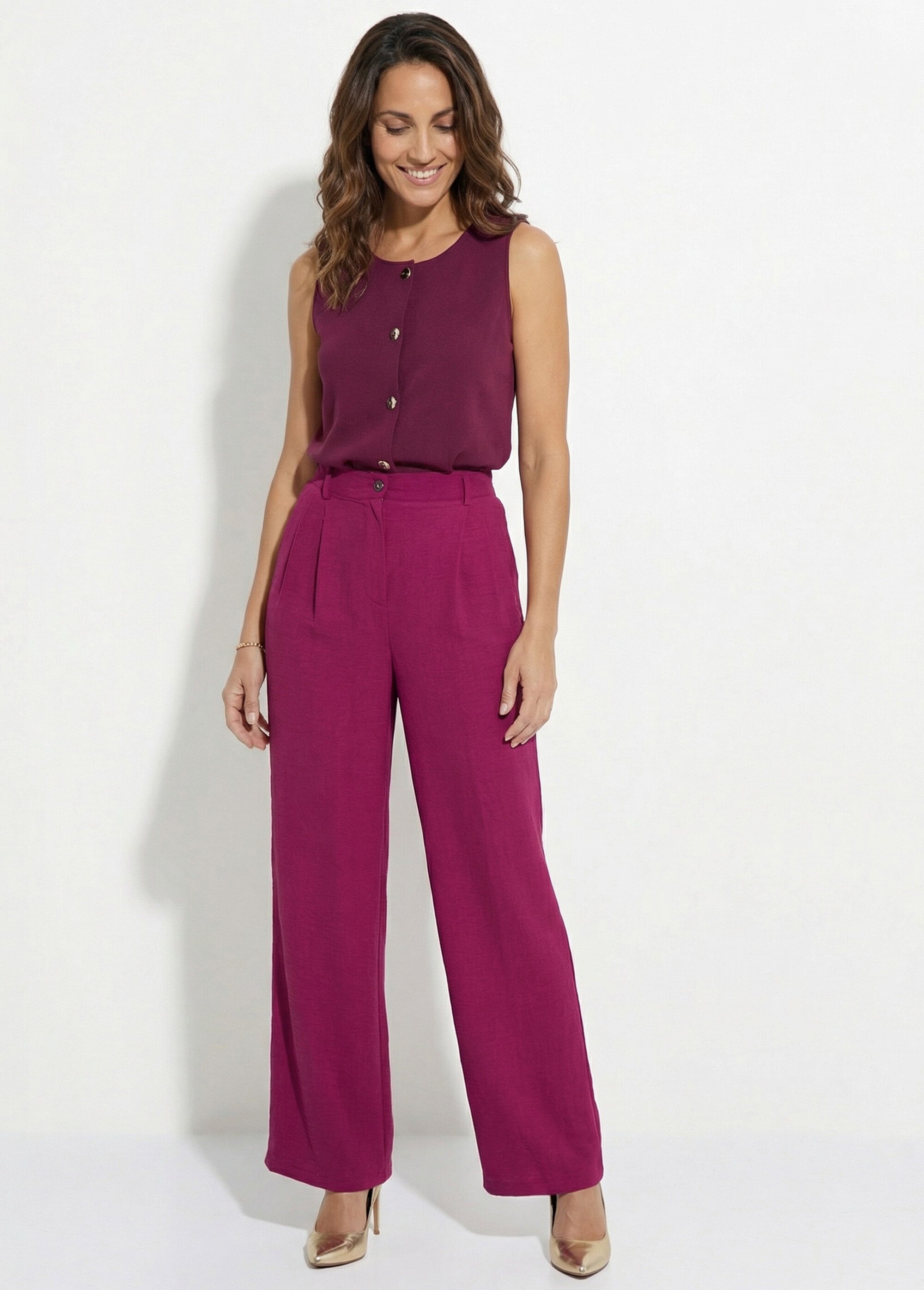Pantalon large semi élastiqué à pinces