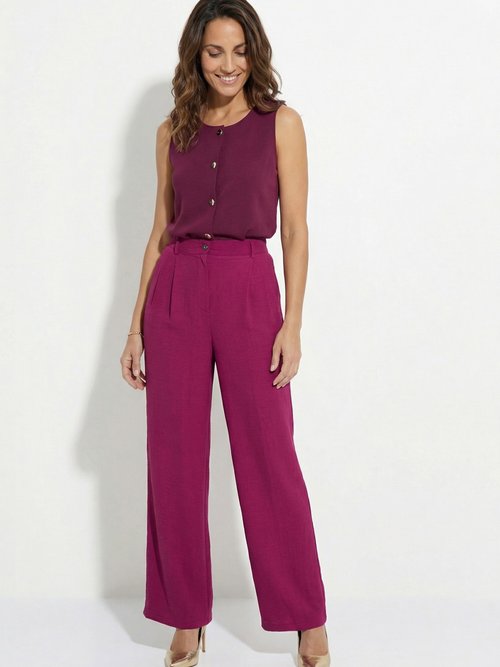 Pantalon large semi élastiqué à pinces Femme Violet NUALA MV1