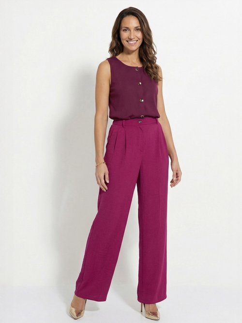Pantalon large semi élastiqué à pinces Femme Violet NUALA SF1
