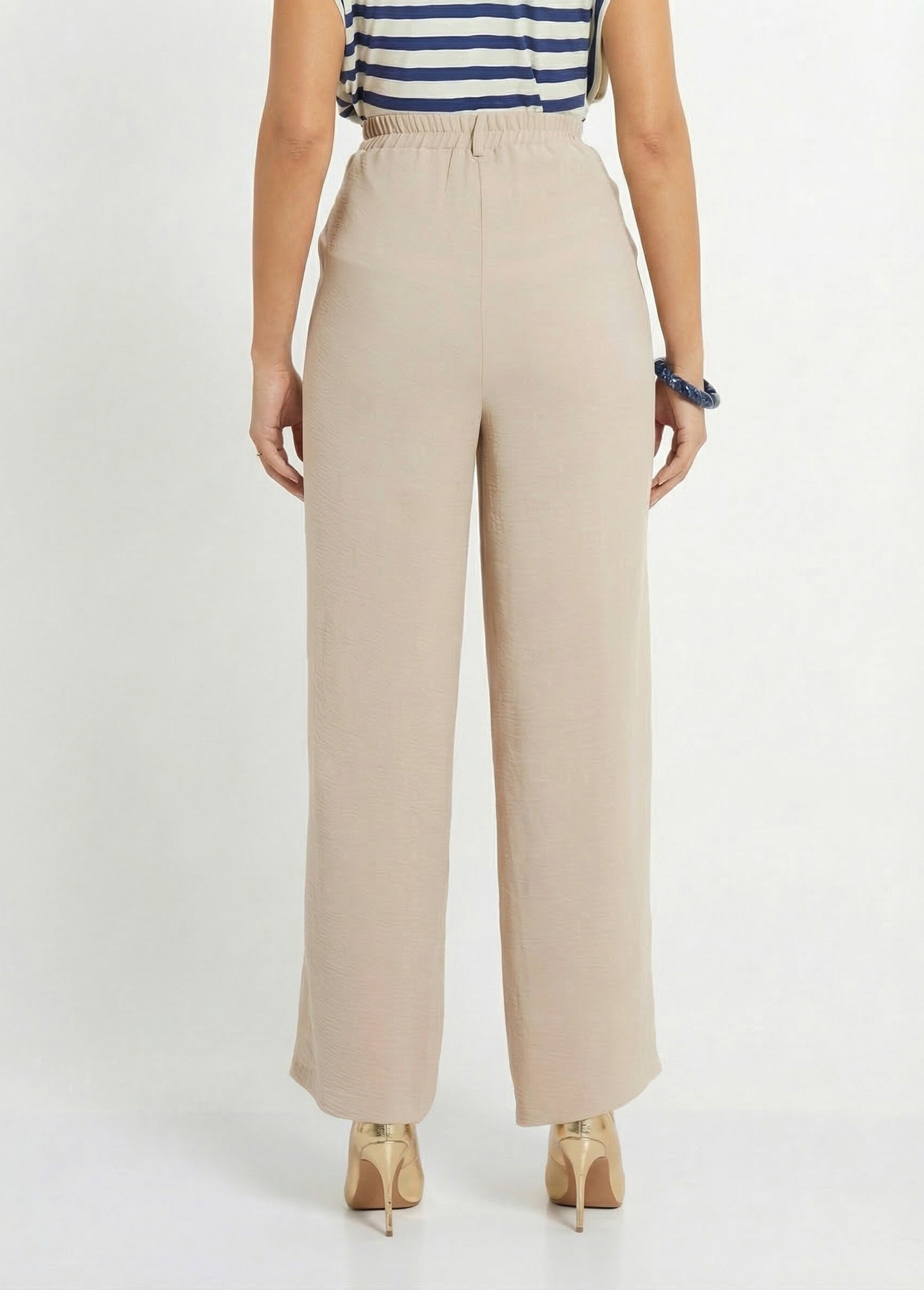 Pantalon large semi élastiqué à pinces