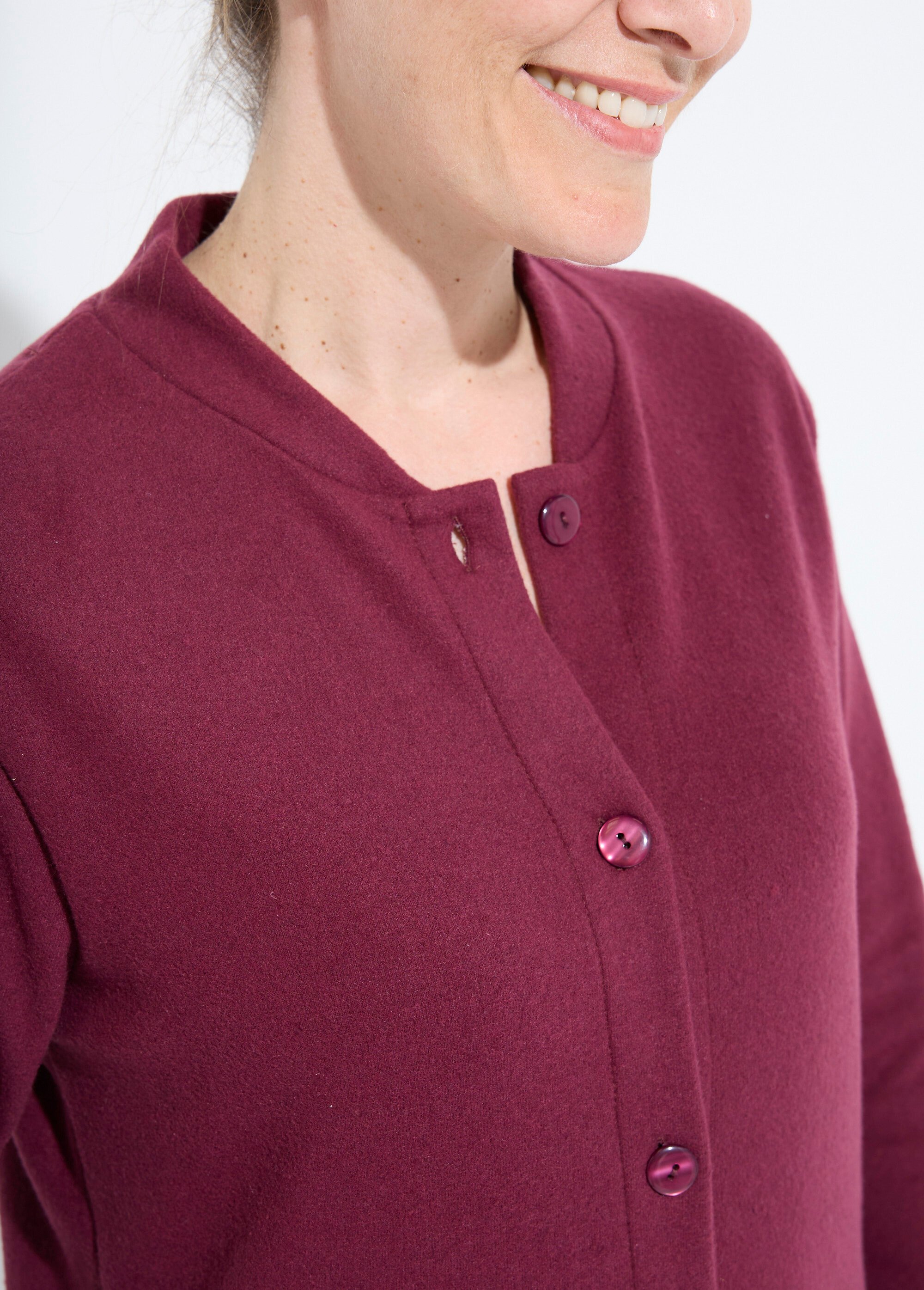 Peignoir boutonné court maille milano Femme Rouge SOUCHET DE1