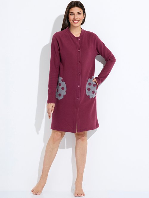 Peignoir boutonné court maille milano Femme Rouge SOUCHET FA1