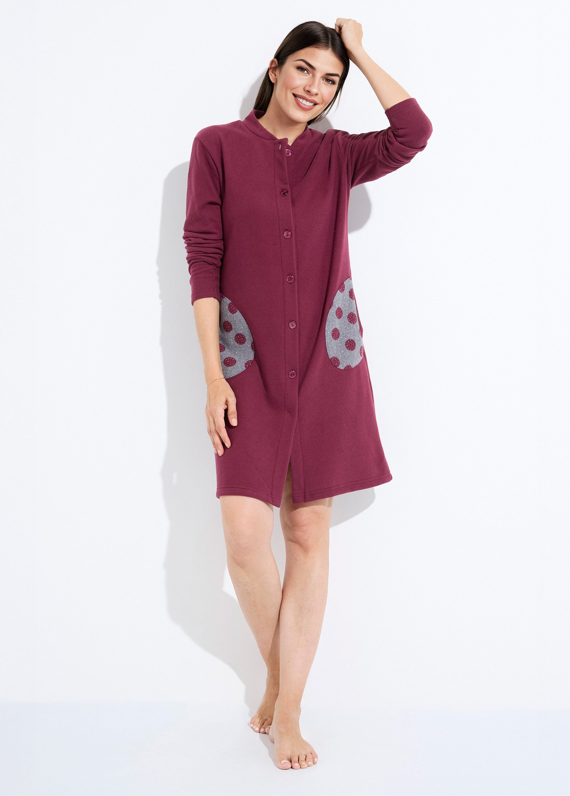 Peignoir boutonné court maille milano Femme Rouge SOUCHET MV1