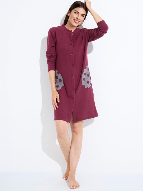 Peignoir boutonné court maille milano Femme Rouge SOUCHET MV1