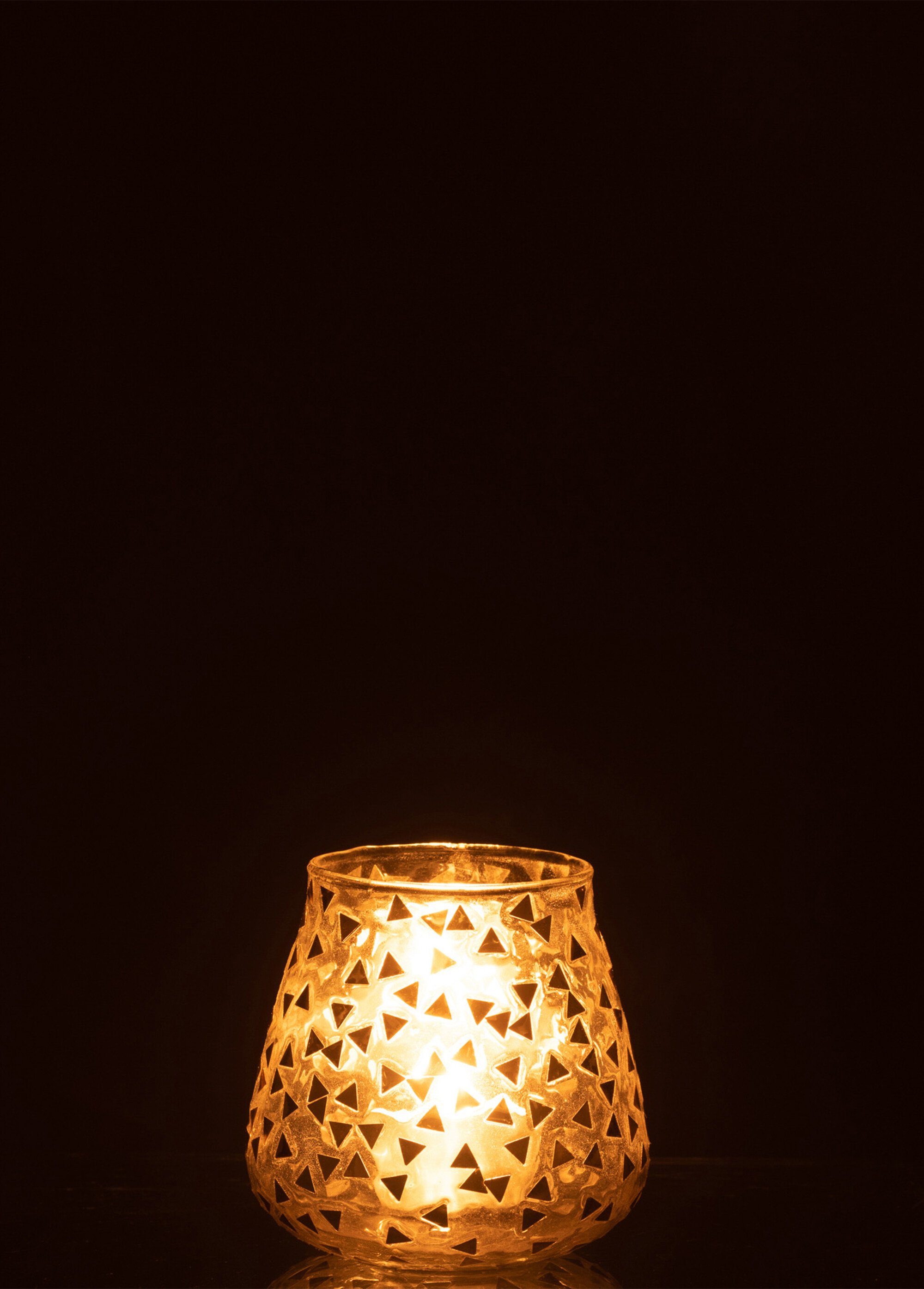 Photophore en verre avec motifs