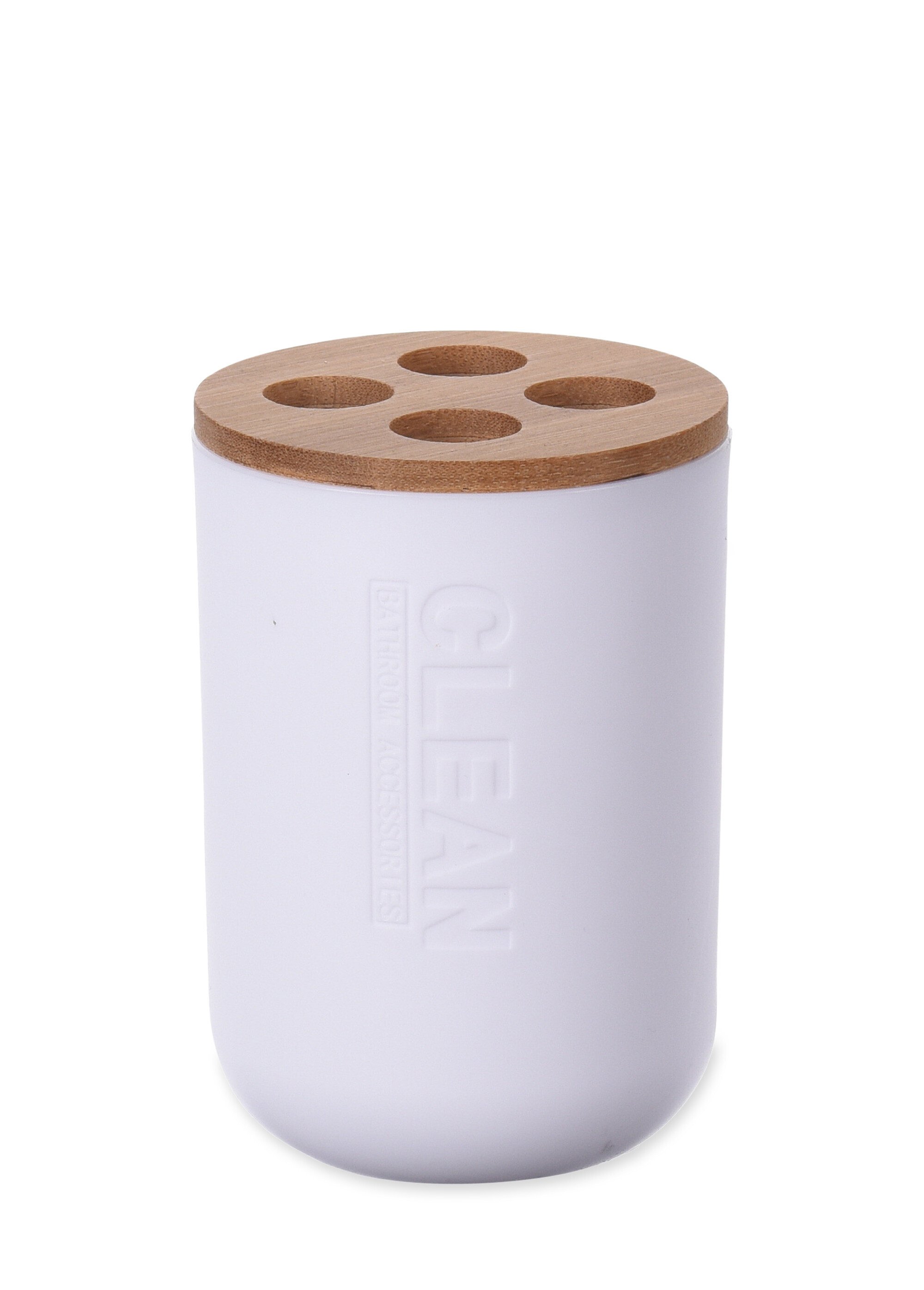 Porte brosse à dents en bambou, Letters Blanc KP-170456600 FA1