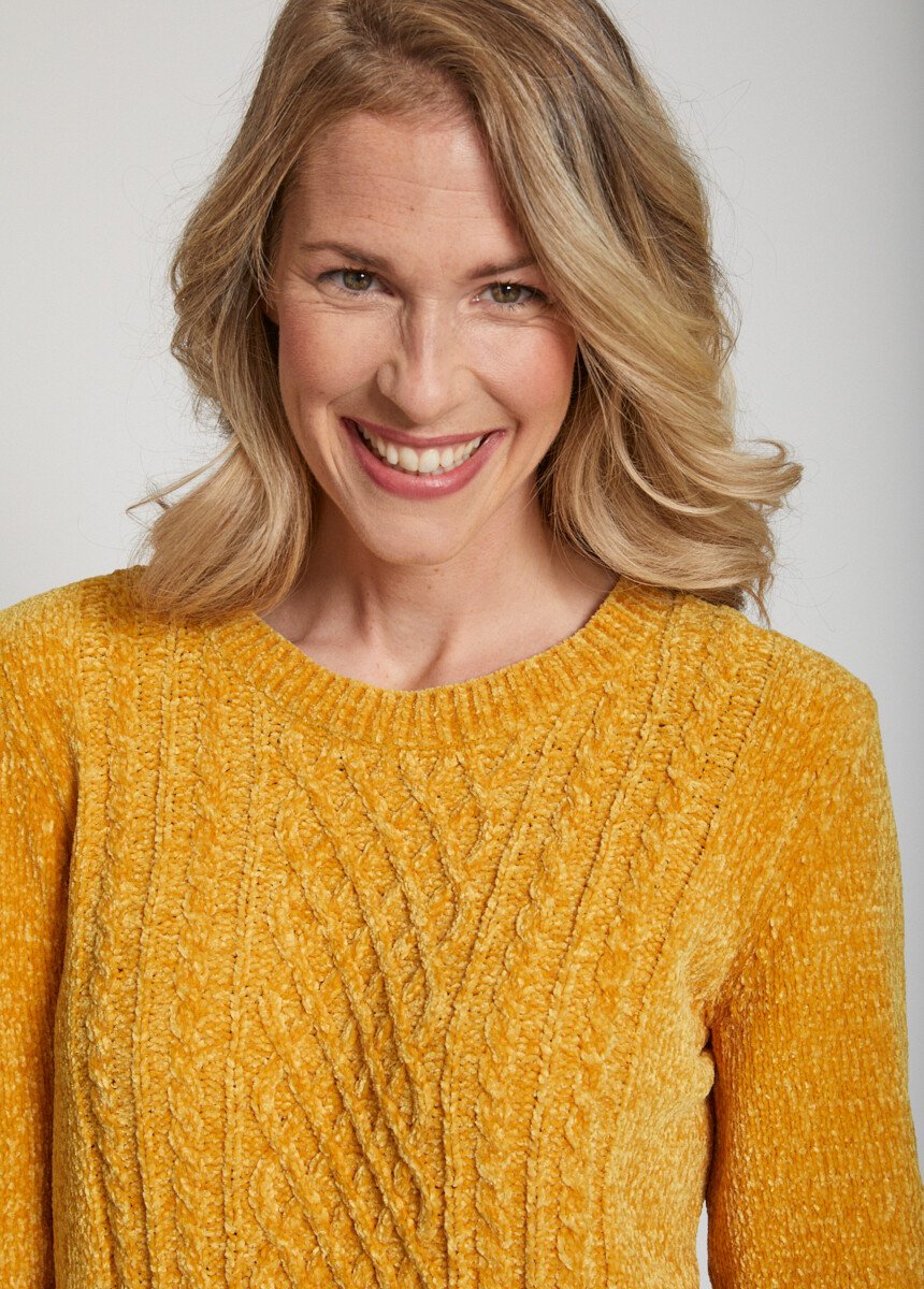 Pull col rond maille chenille