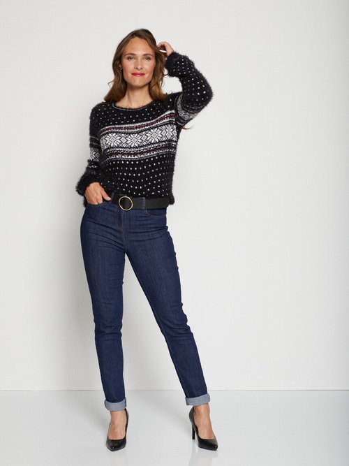 Pull de Noël version festive Femme Noir PLUMAIN SLF