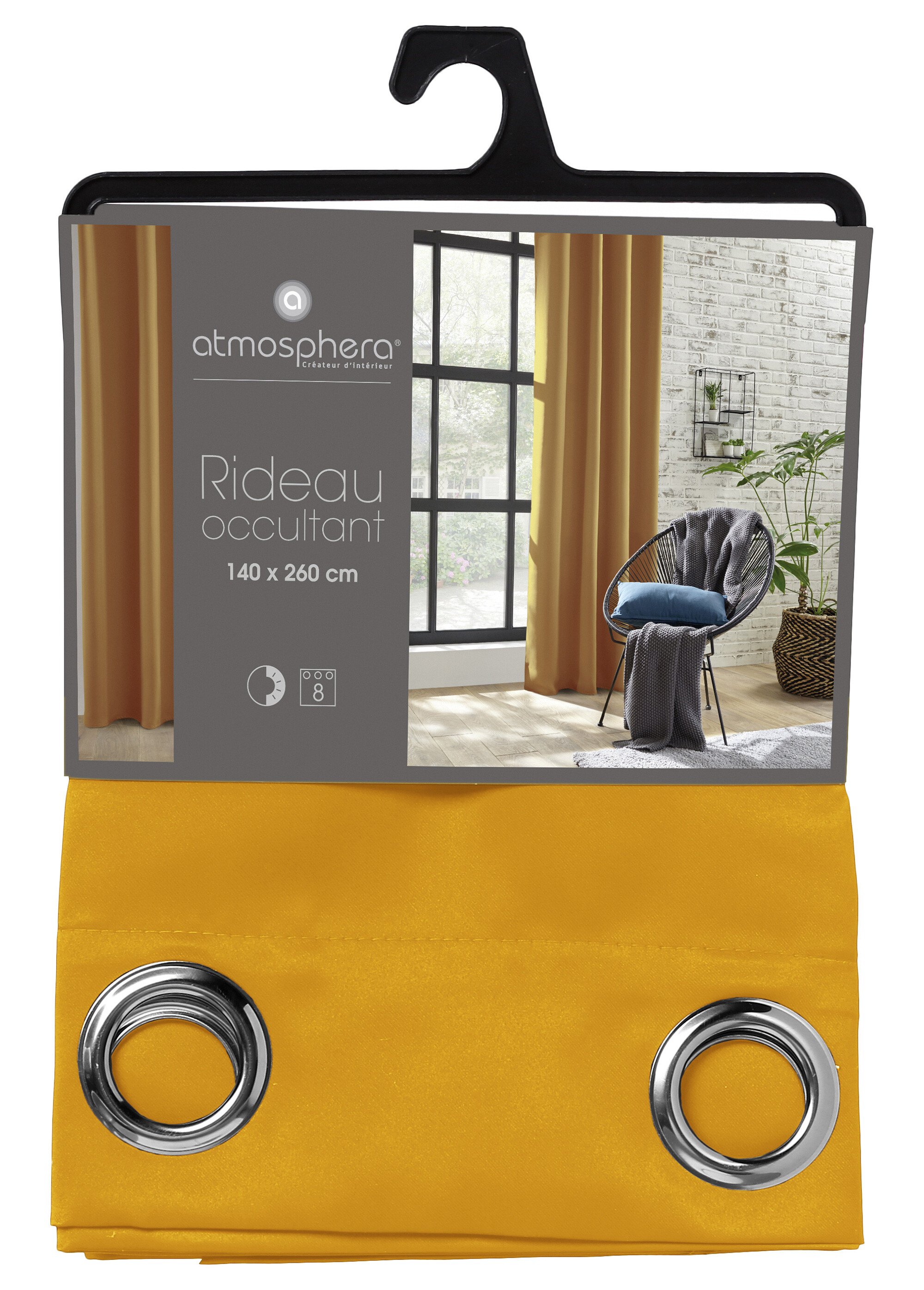 Rideau occultant oeillets métal 140x260cm Marron JJA-103859 DE2