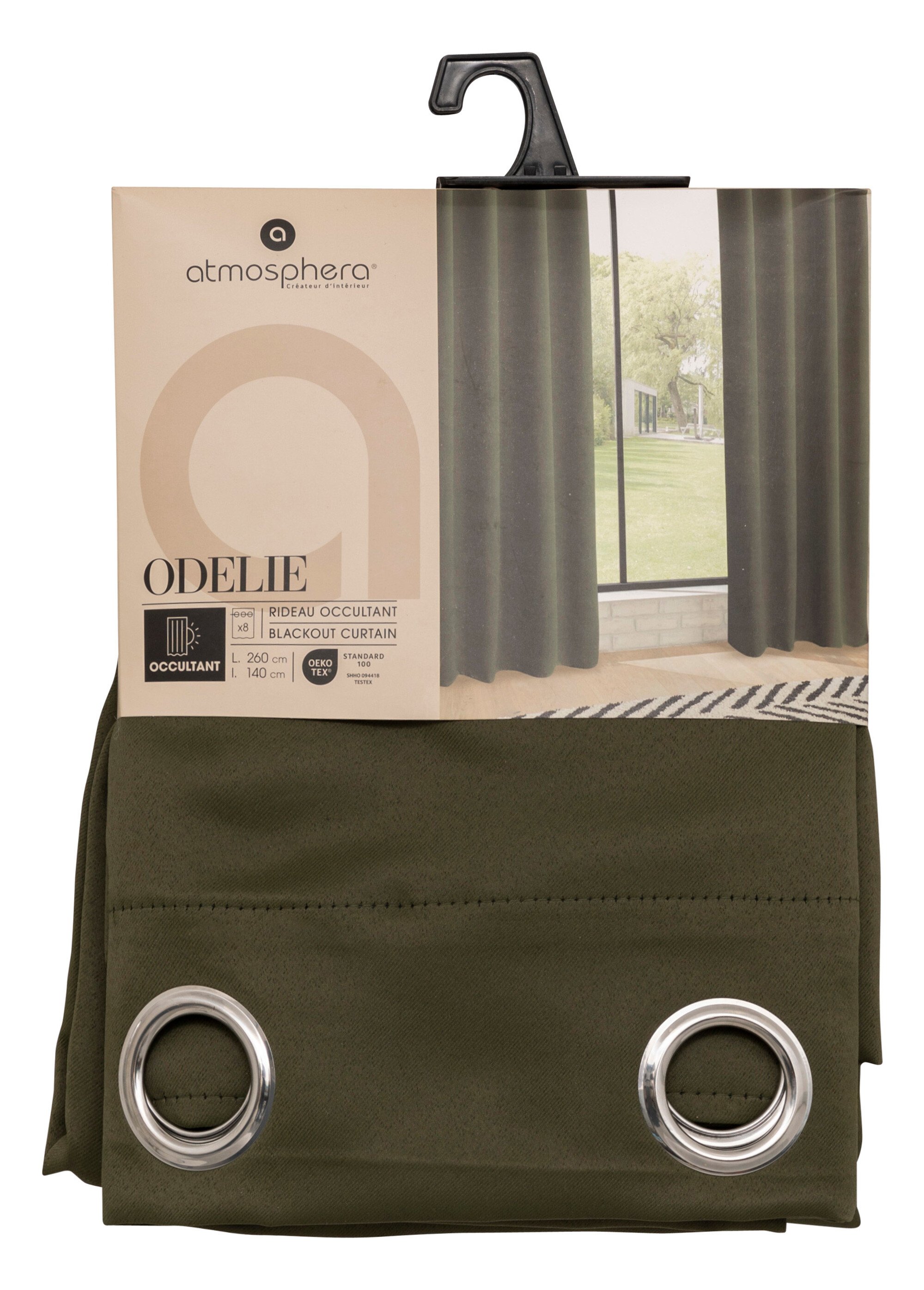 Rideau occultant oeillets métal 140x260cm Vert JJA-103859 DE1