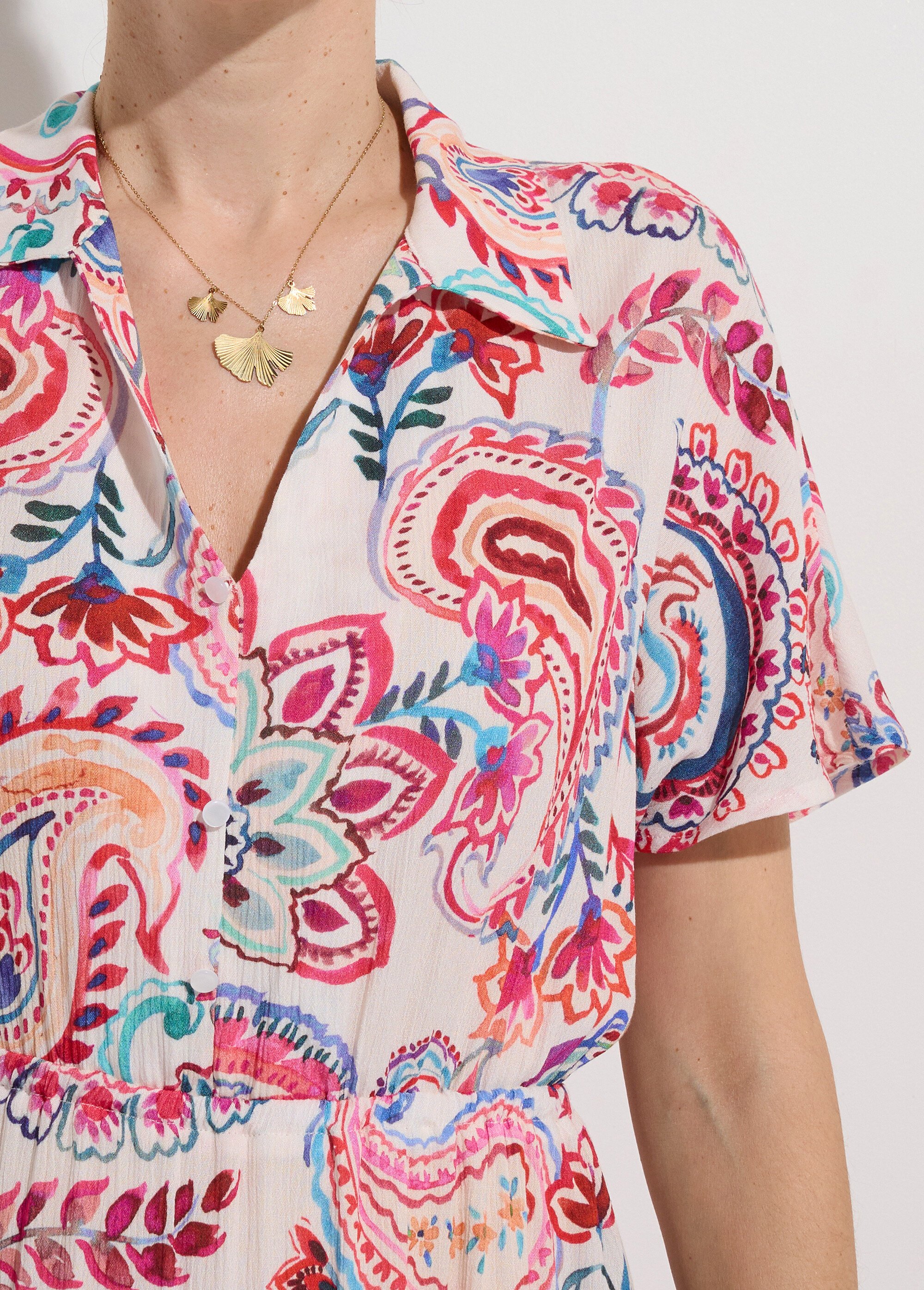 Robe longue imprimée manches courtes Femme MULTICOLORE EVY DE1