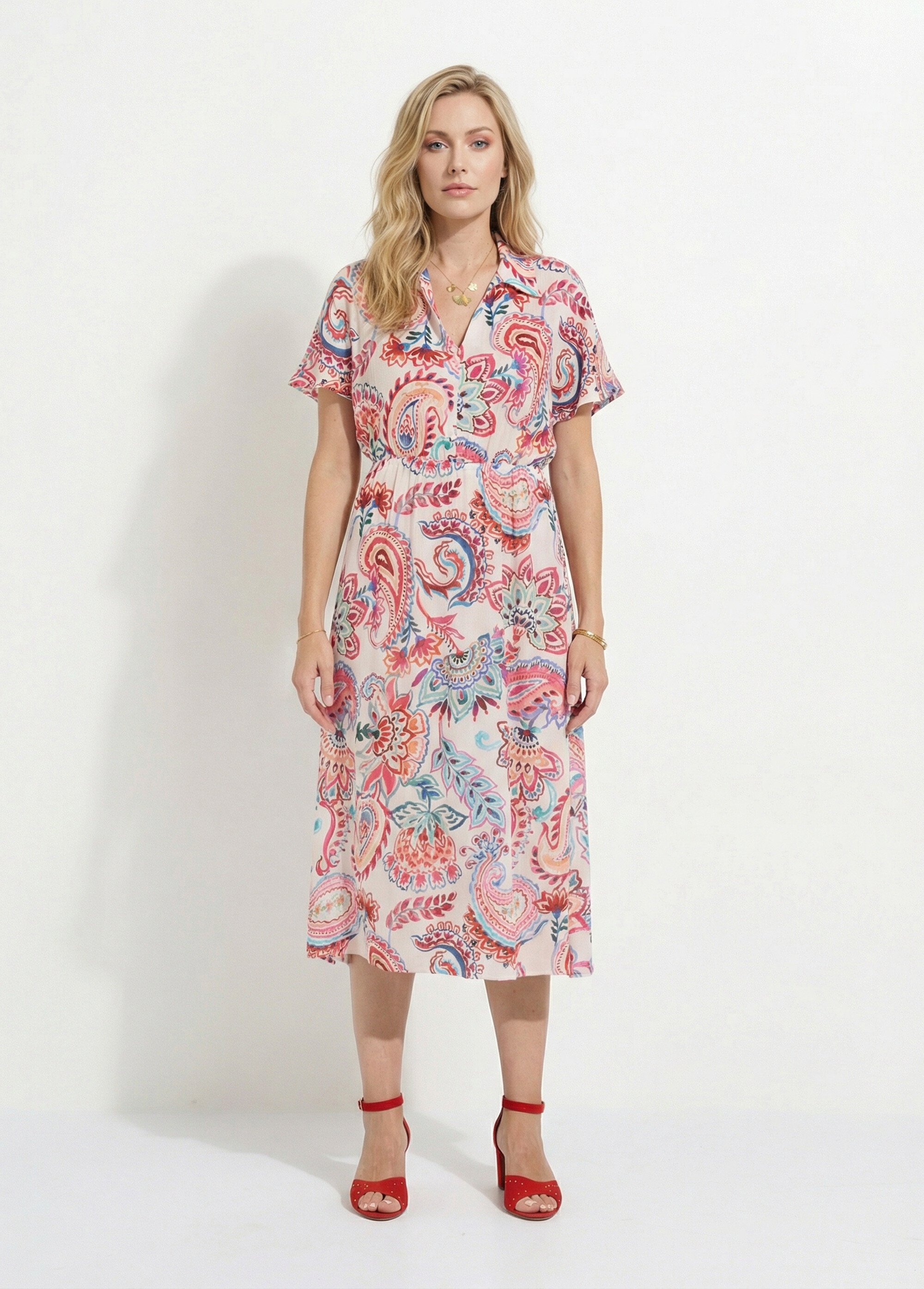 Robe longue imprimée manches courtes Femme MULTICOLORE EVY FA1