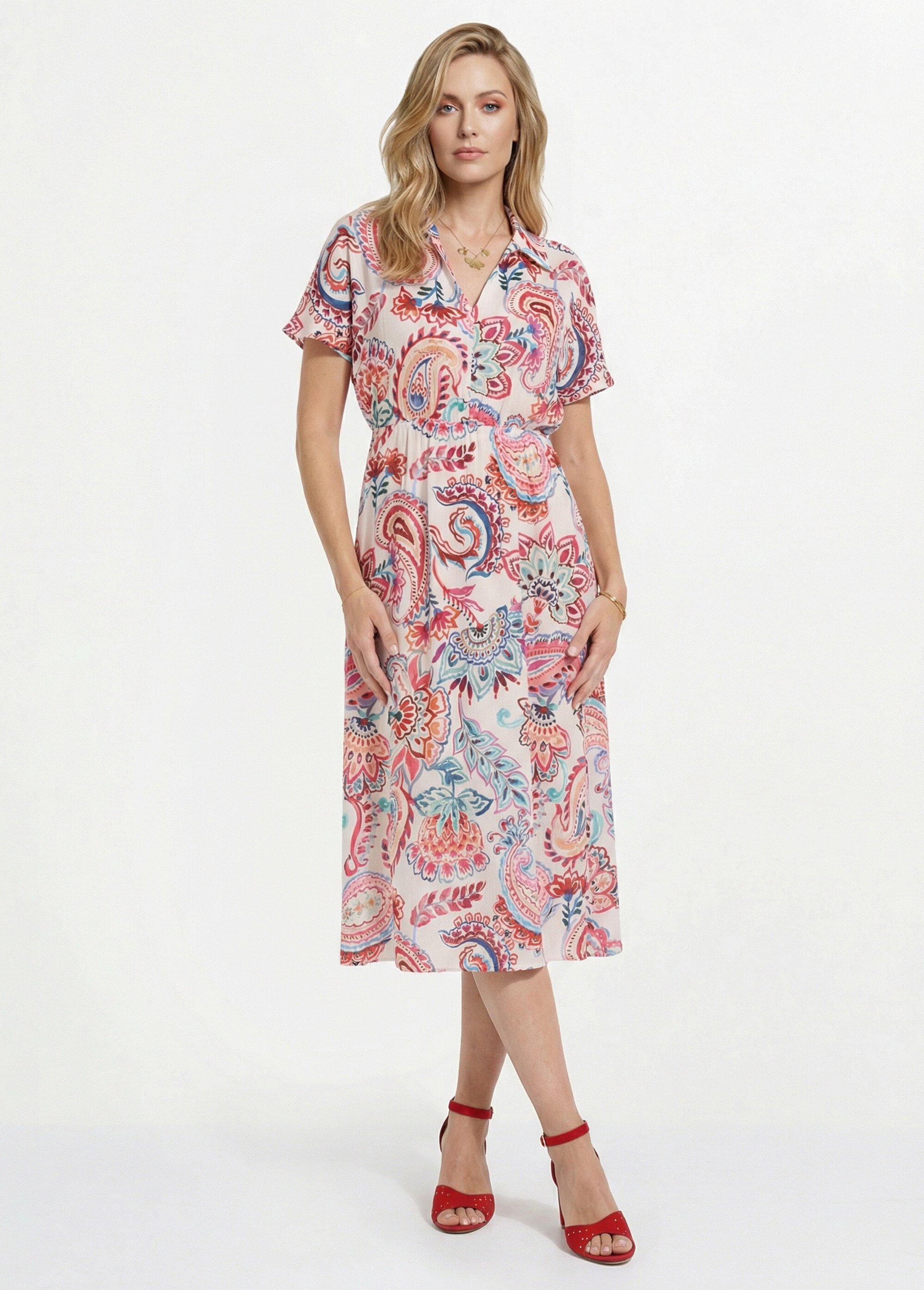 Robe longue imprimée manches courtes Femme MULTICOLORE EVY MV1