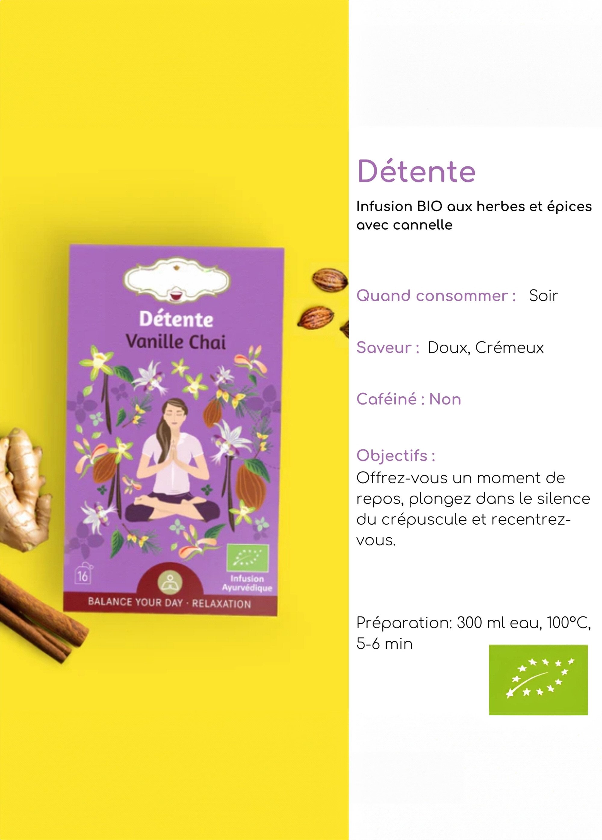 Sachets infusion BIO vanille chai Violet ZENTISANE5 DE1