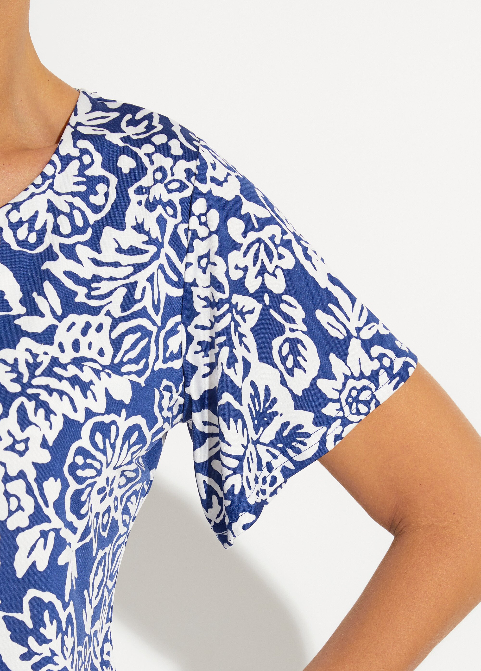 T-shirt imprimé col rond découpé Femme Bleu CHAYANA DE2