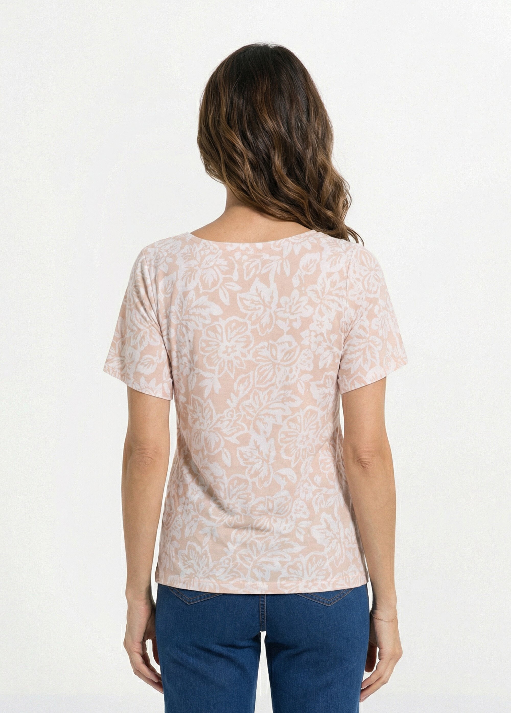 T-shirt imprimé col rond découpé