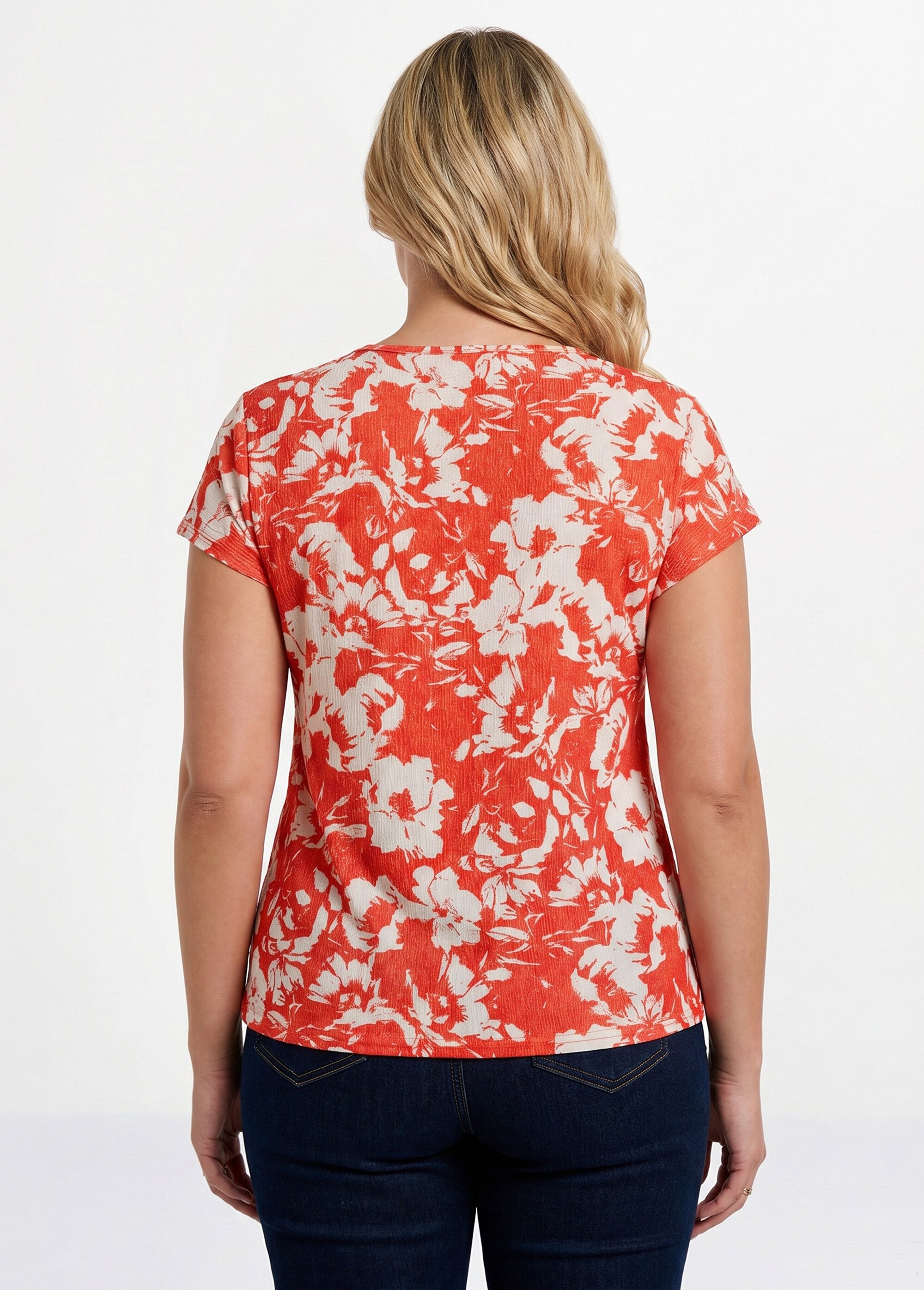T-shirt manches courtes uni ou imprimé fleurs