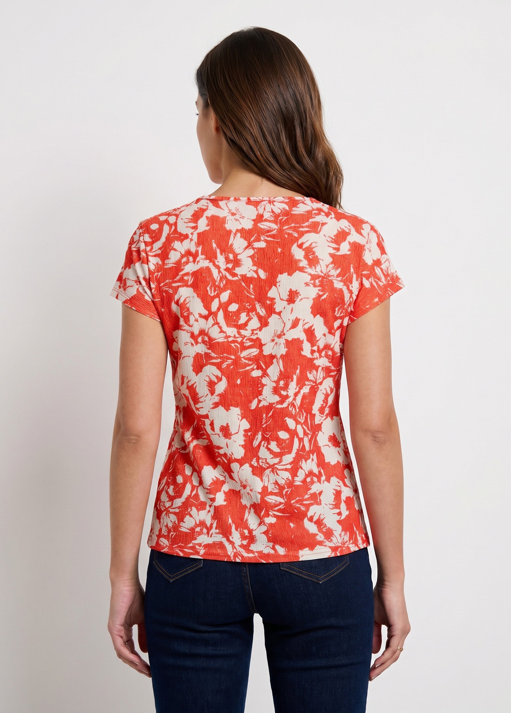 T-shirt manches courtes uni ou imprimé fleurs