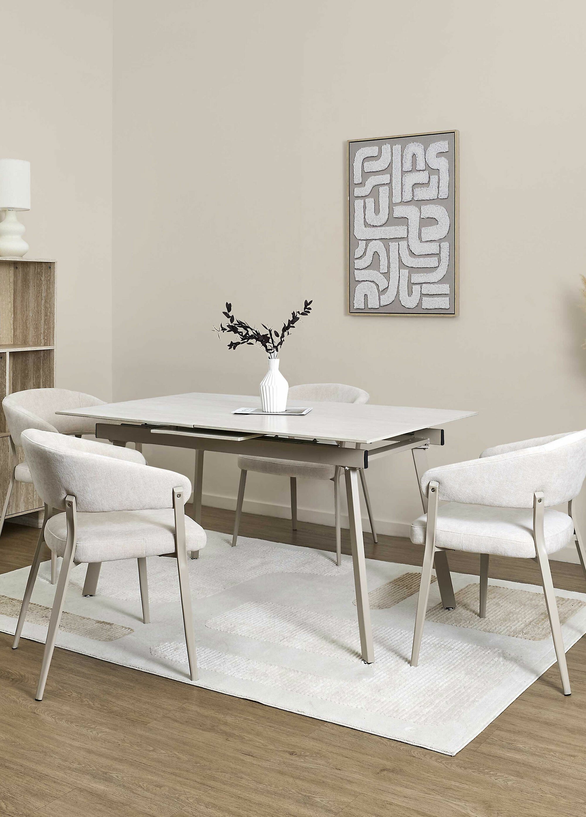 Table extensible effet pierre  travertin BEIGE CMP-HD7804 SI1