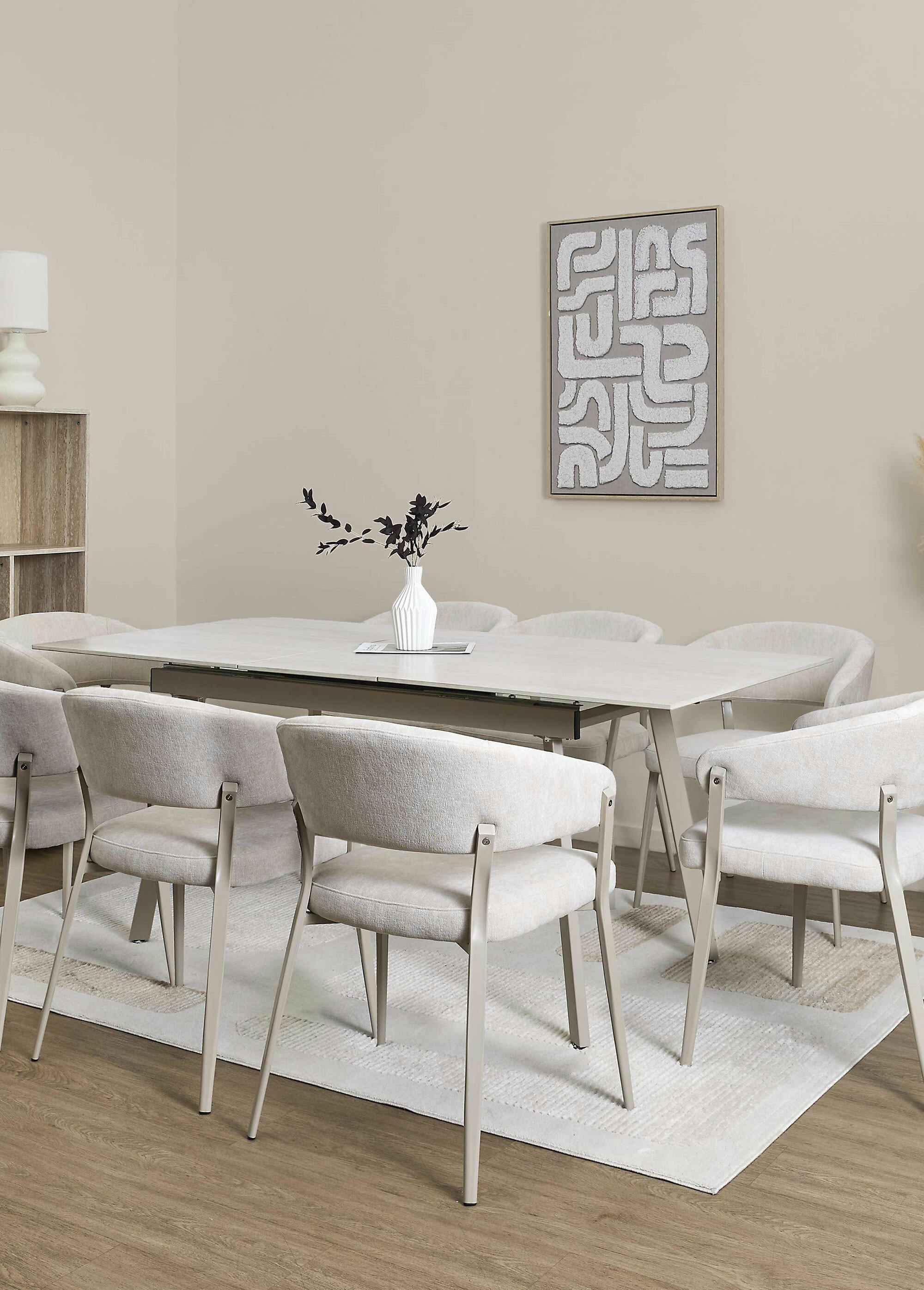 Table extensible effet pierre  travertin BEIGE CMP-HD7804 SI2