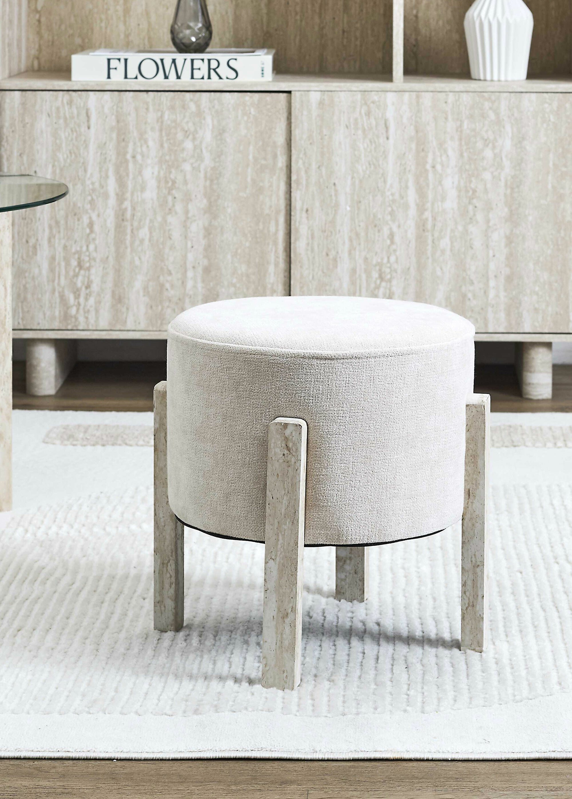 Tabouret d’appoint en maille chenille BEIGE CMP-HD7805 SI1