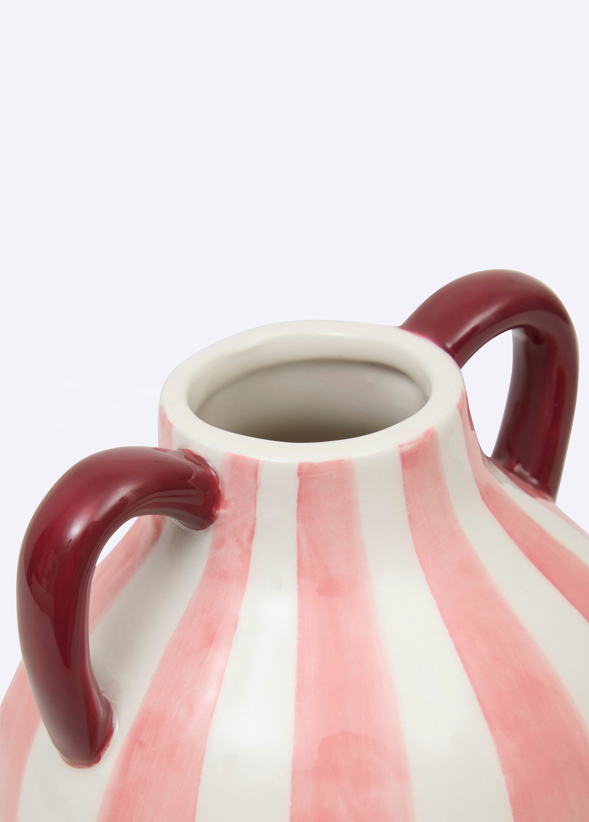 Vase en grès céramique rayé avec anses Rose JJA-210129 DE1