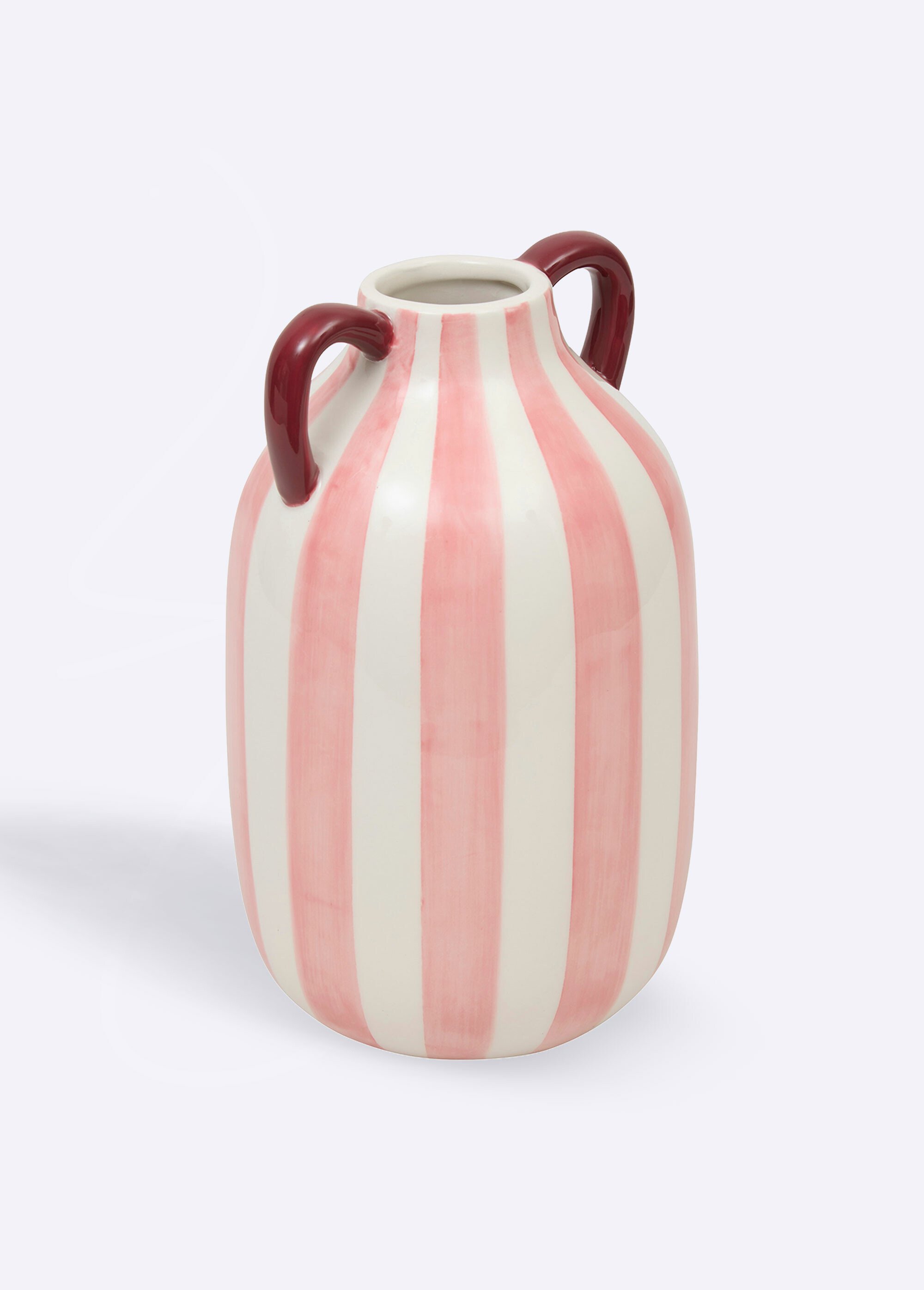 Vase en grès céramique rayé avec anses Rose JJA-210129 FA1