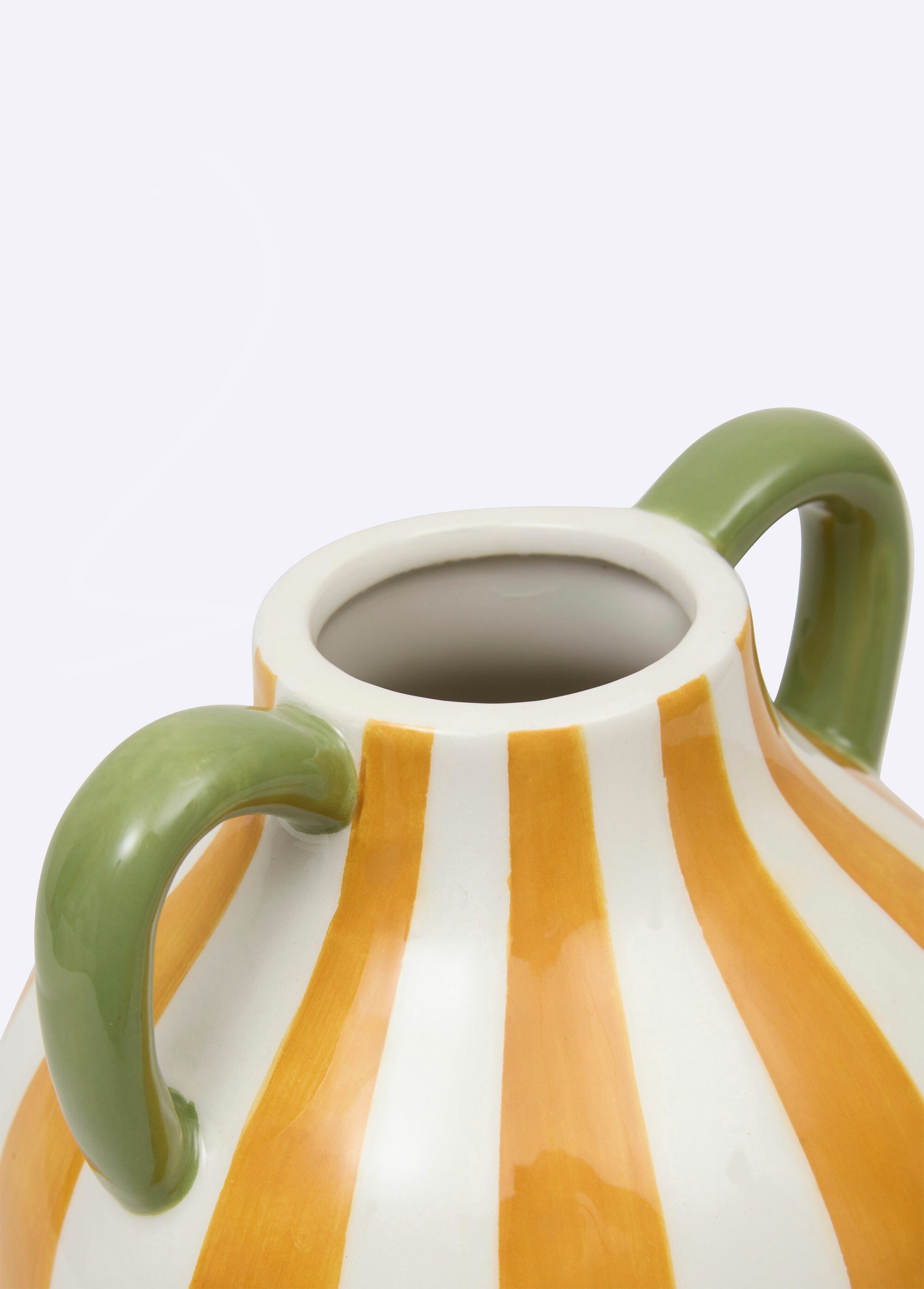 Vase en grès céramique rayé avec anses Jaune JJA-210129 DE1