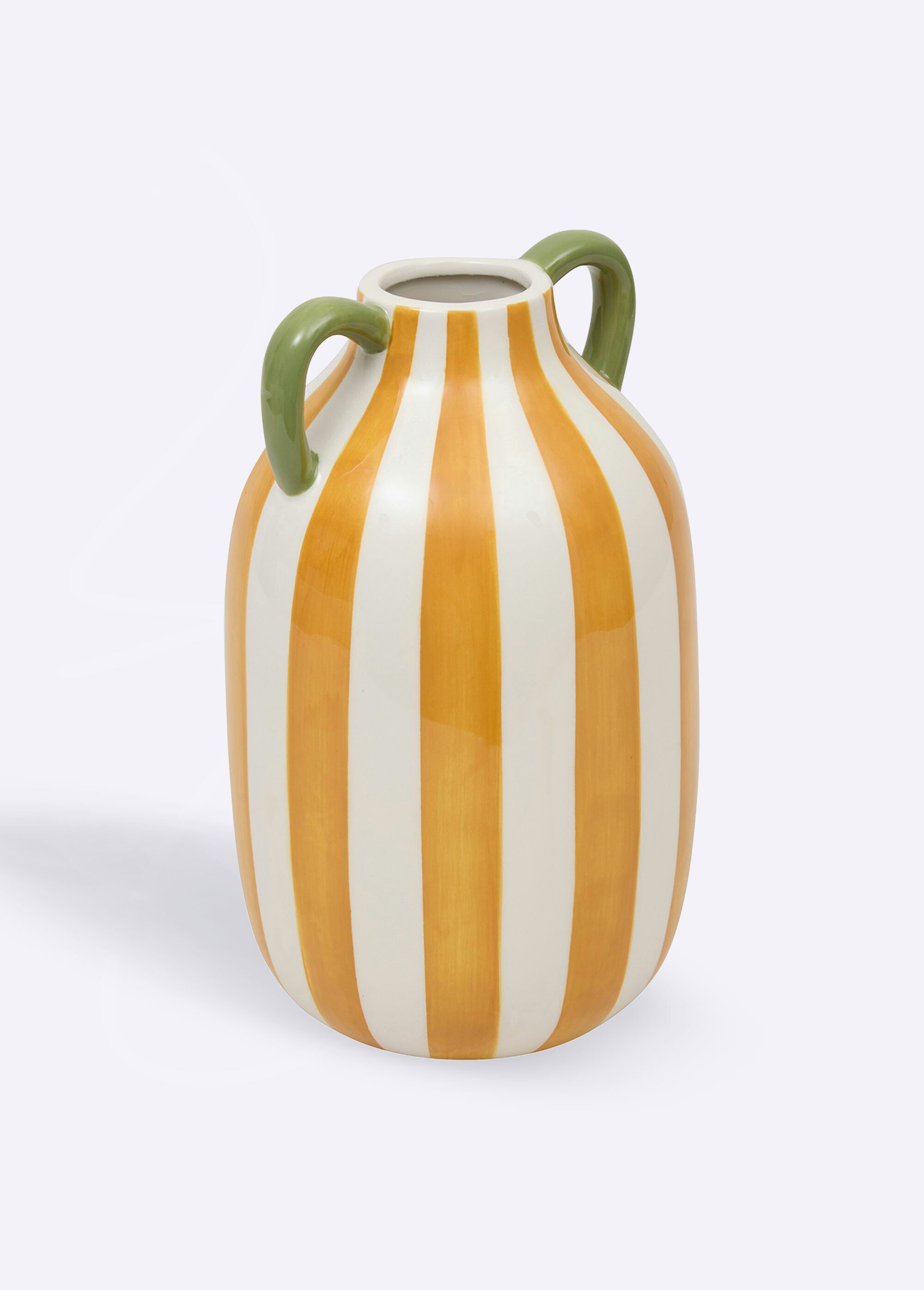 Vase en grès céramique rayé avec anses Jaune JJA-210129 FA1