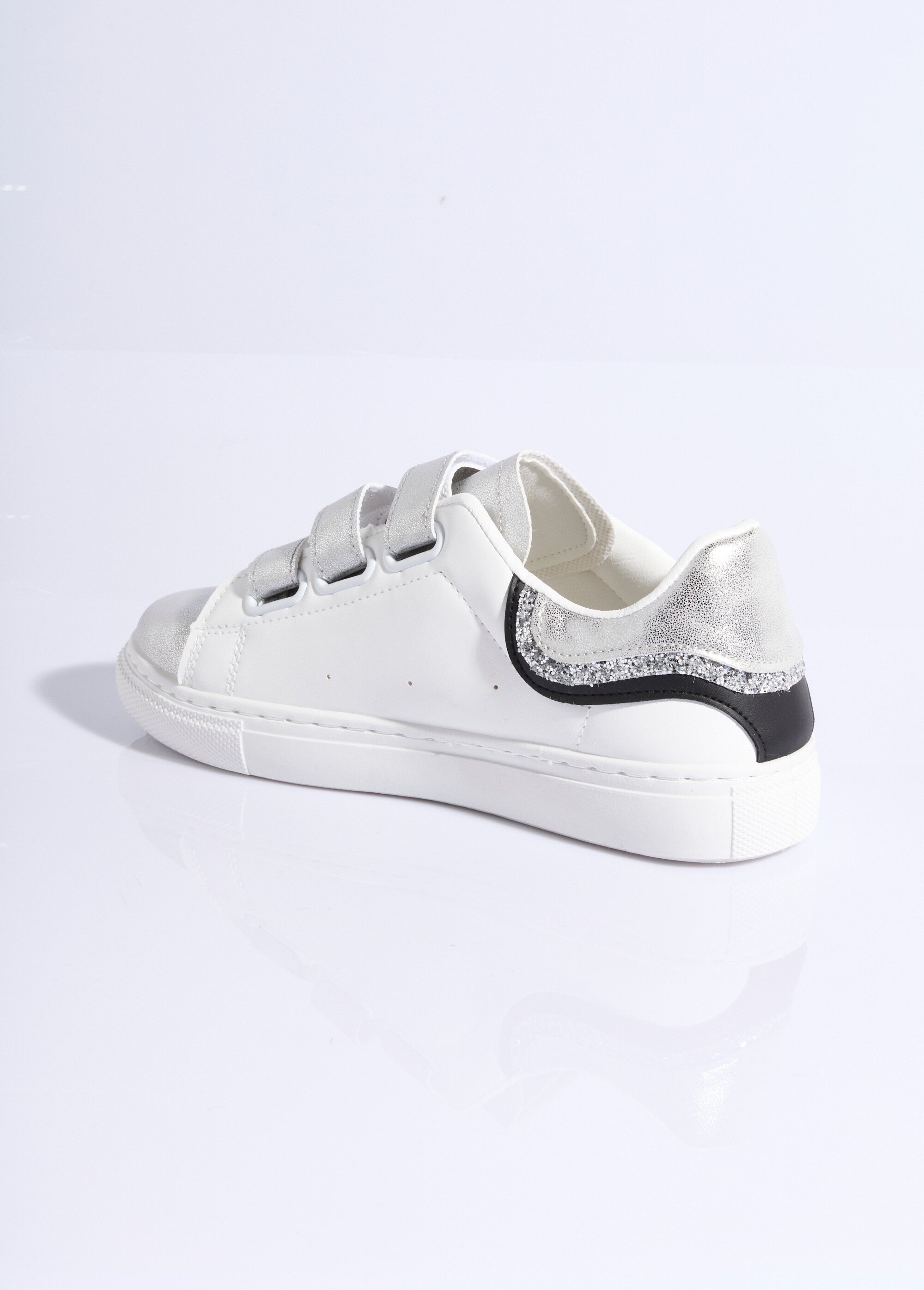 Baskets à scratchs détails métallisés Femme Argenté LBS-BNDZ7201 DO1