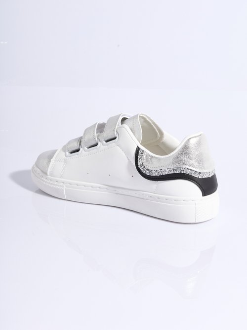 Baskets à scratchs détails métallisés Femme Argenté LBS-BNDZ7201 DO1