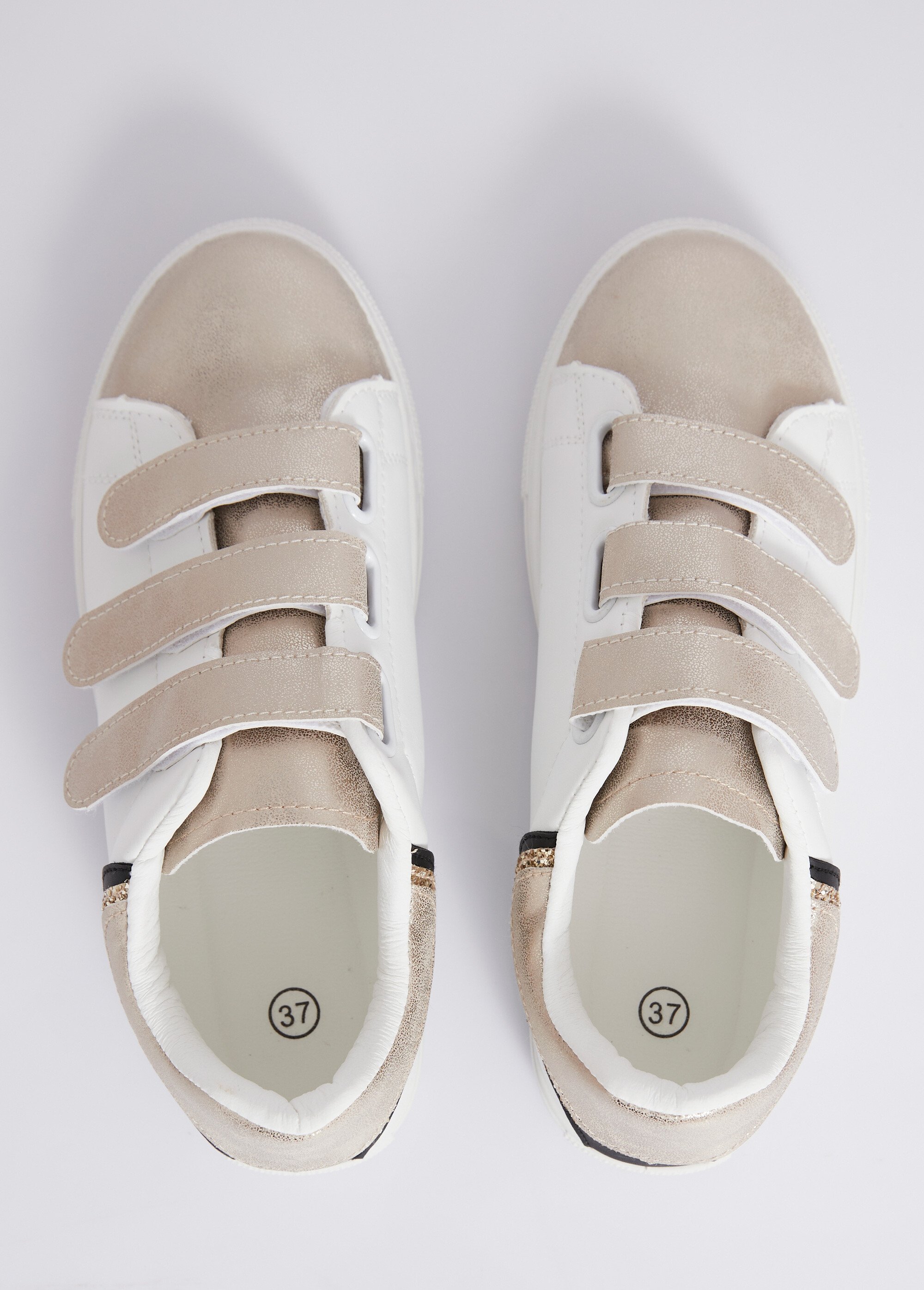 Baskets à scratchs détails métallisés Femme Doré LBS-BNDZ7201 OV1