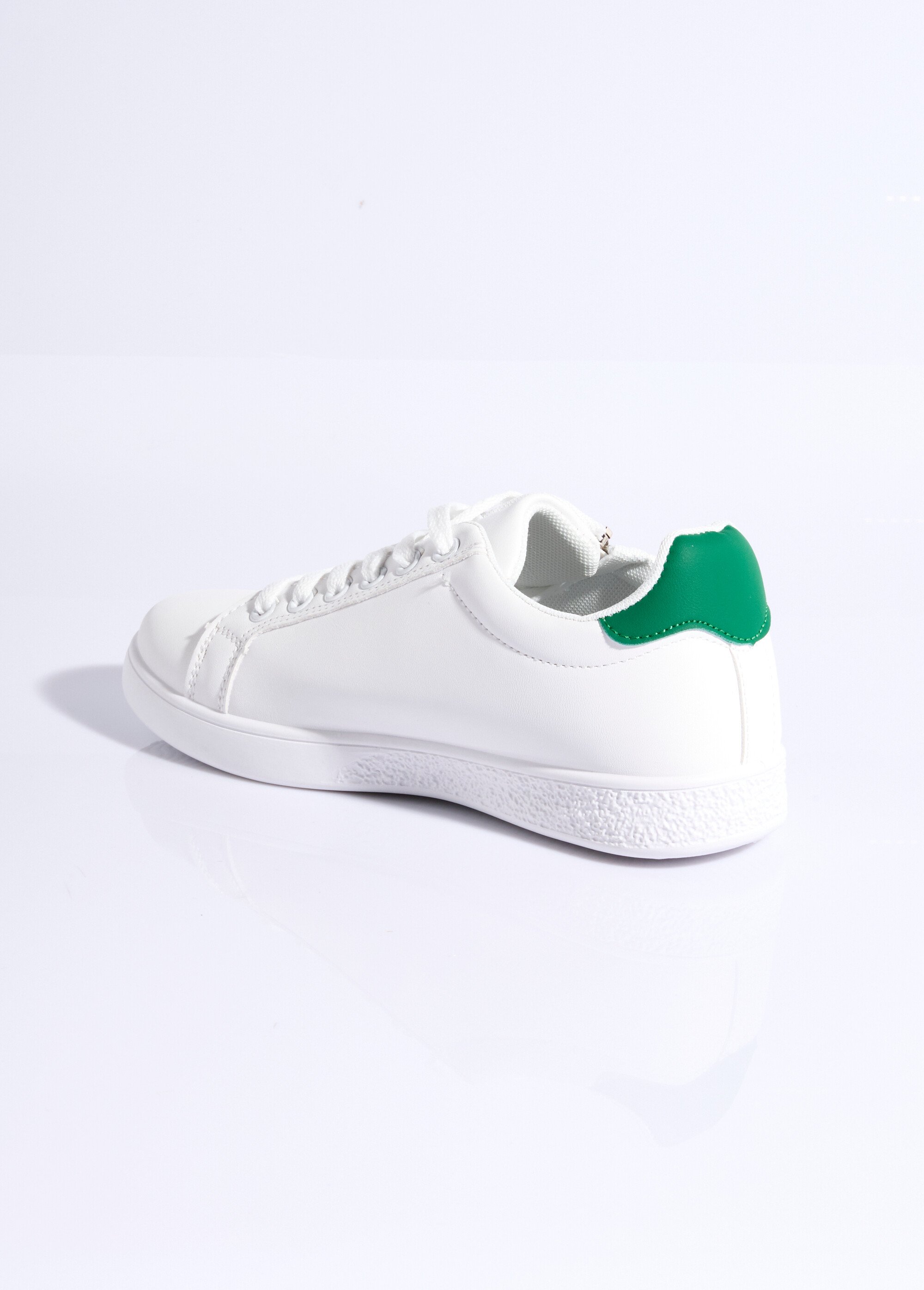 Baskets épurées à lacets, détail talon Femme Vert LBS-DKB8367 DO1