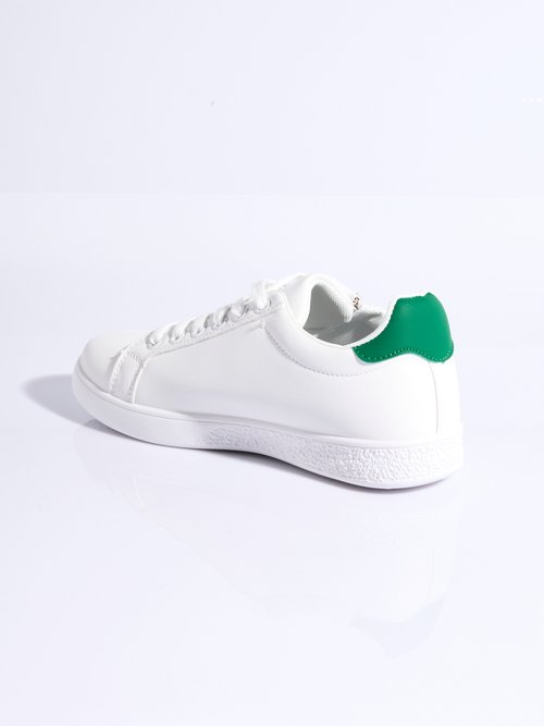 Baskets épurées à lacets, détail talon Femme Vert LBS-DKB8367 DO1