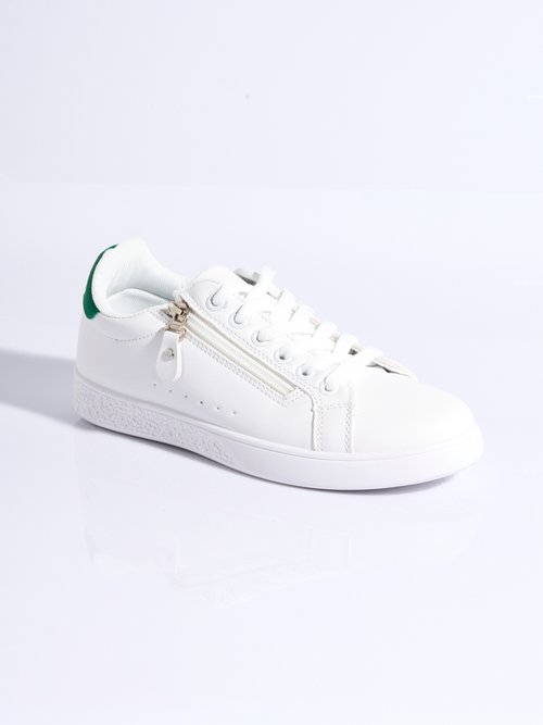 Baskets épurées à lacets, détail talon Femme Vert LBS-DKB8367 FA1