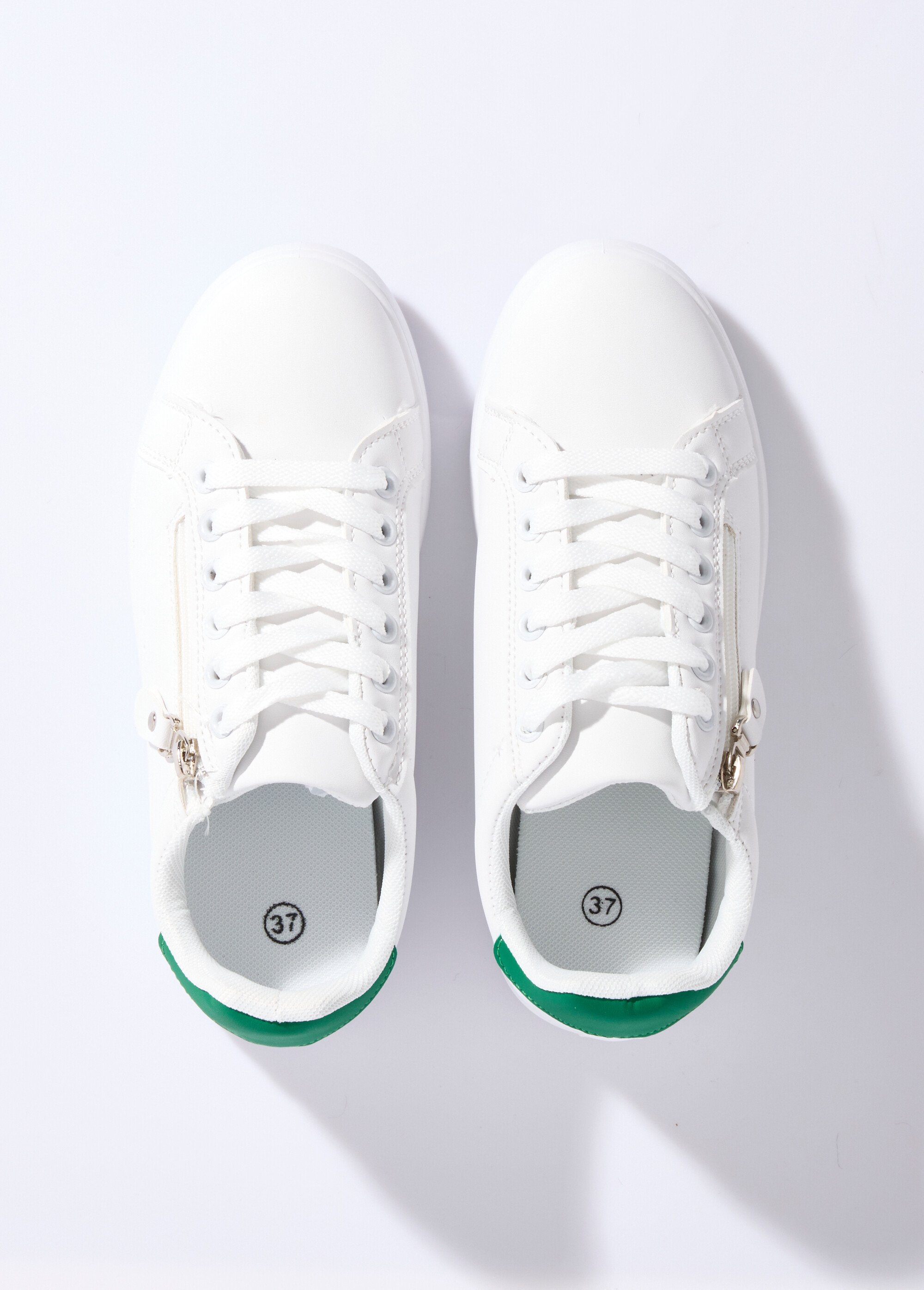 Baskets épurées à lacets, détail talon Femme Vert LBS-DKB8367 OV1