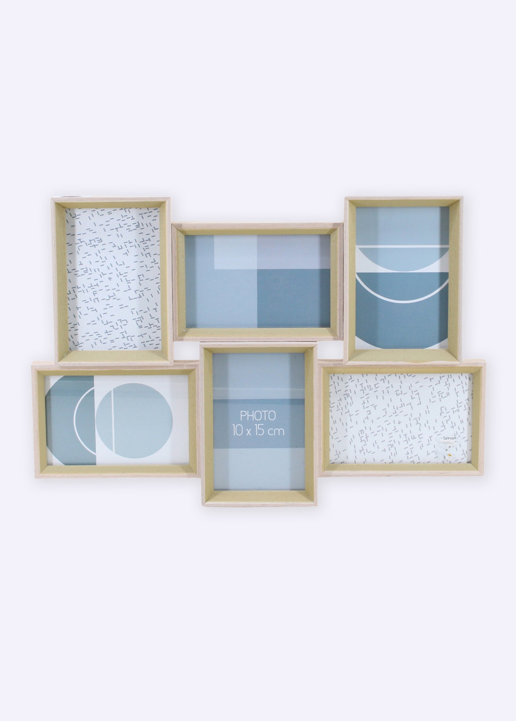 Cadre photo pour 6 vues, en bois clair Beige NOR-14347 FA1