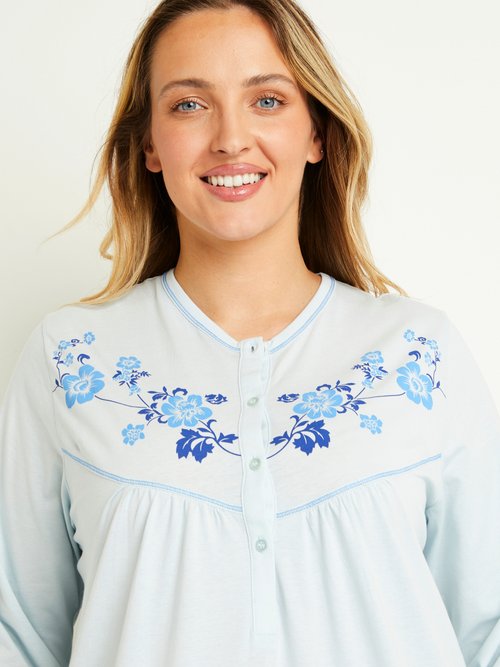 Chemise de nuit longue coton - lot de 2 Femme Grande Taille Bleu SAXON DE2