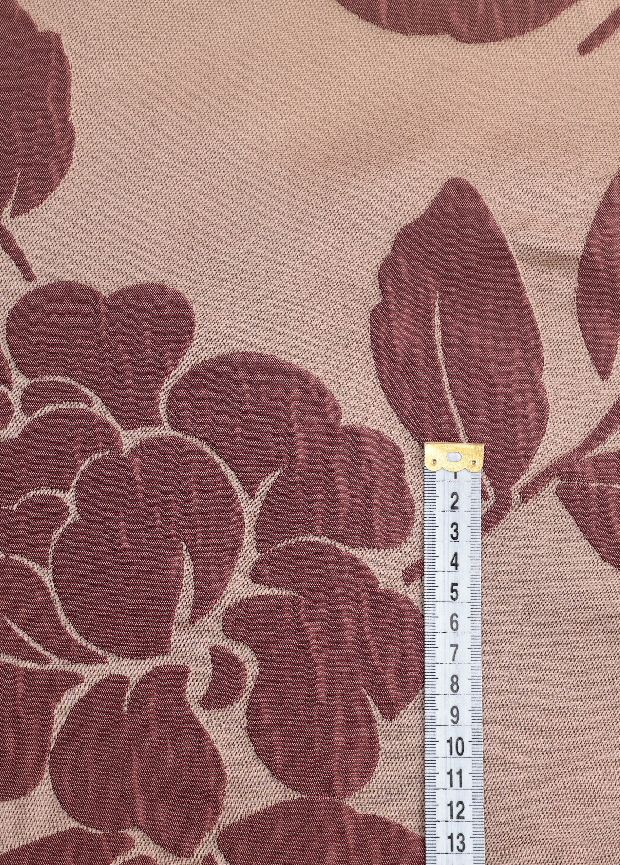 Coupon tissu ameublement, motif camélias MARRON COT148571 DE1