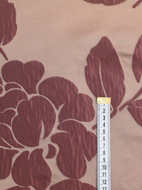 Coupon tissu ameublement, motif camélias MARRON COT148571 DE1