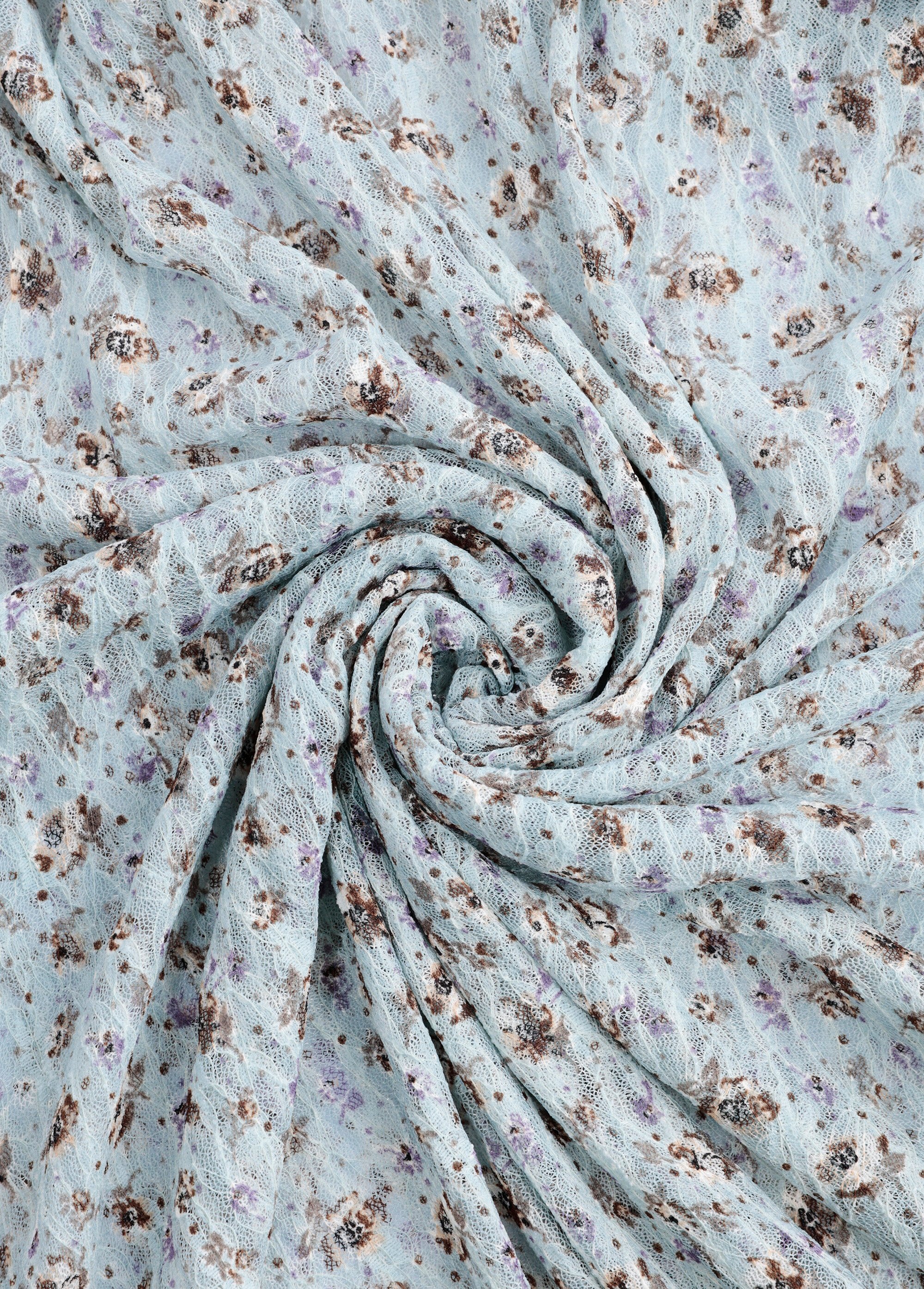 Coupon tissu dentelle fleurettes 1C BLEU COT141567 FA1