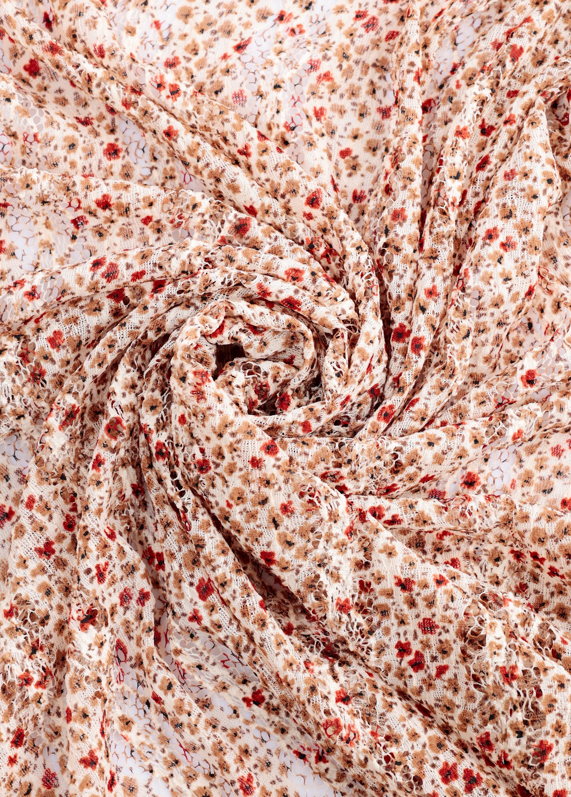 Coupon tissu dentelle fleurettes 2M