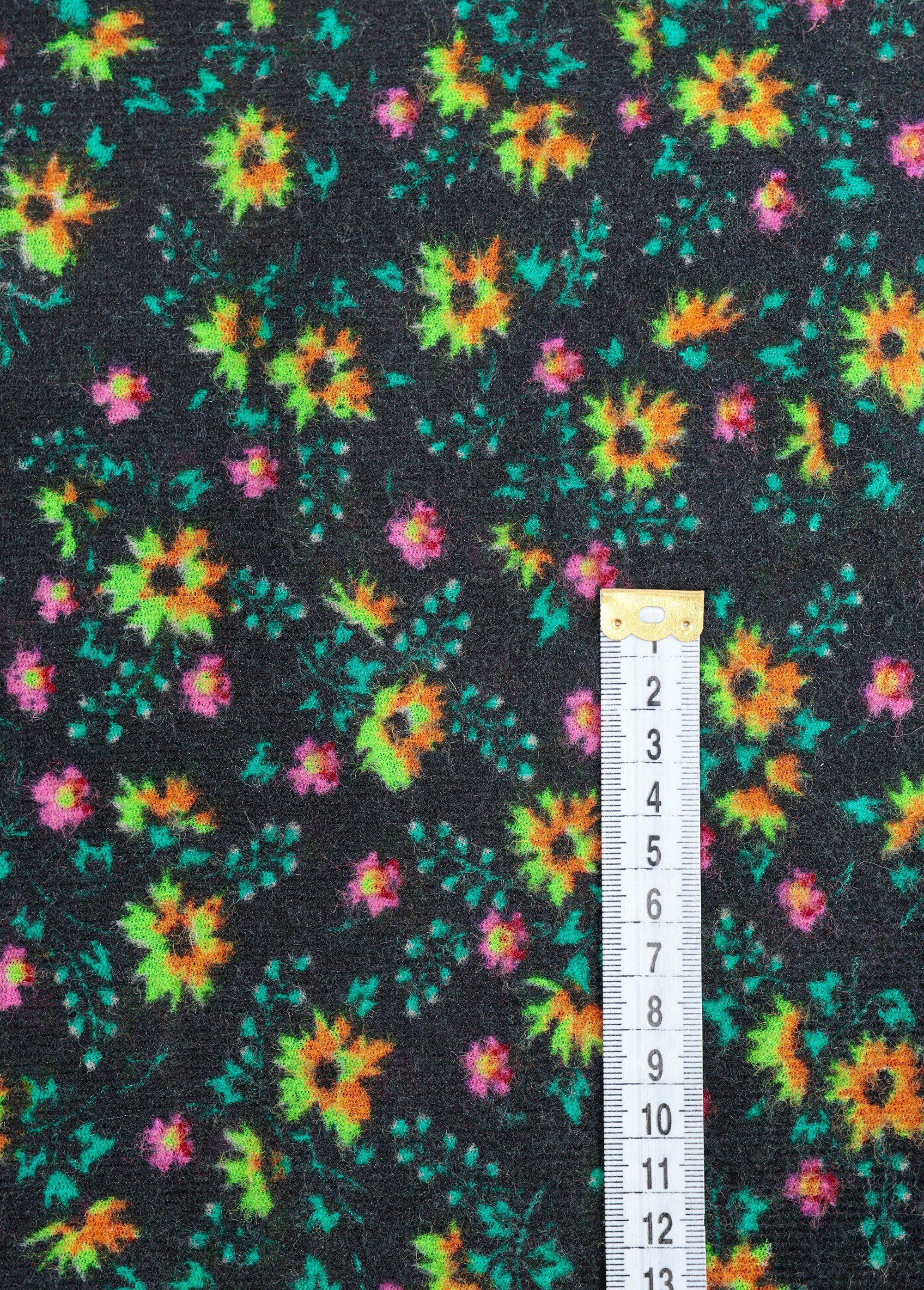 Coupon tissu habillement, fleurs vives JAUNE COT49749 DE1